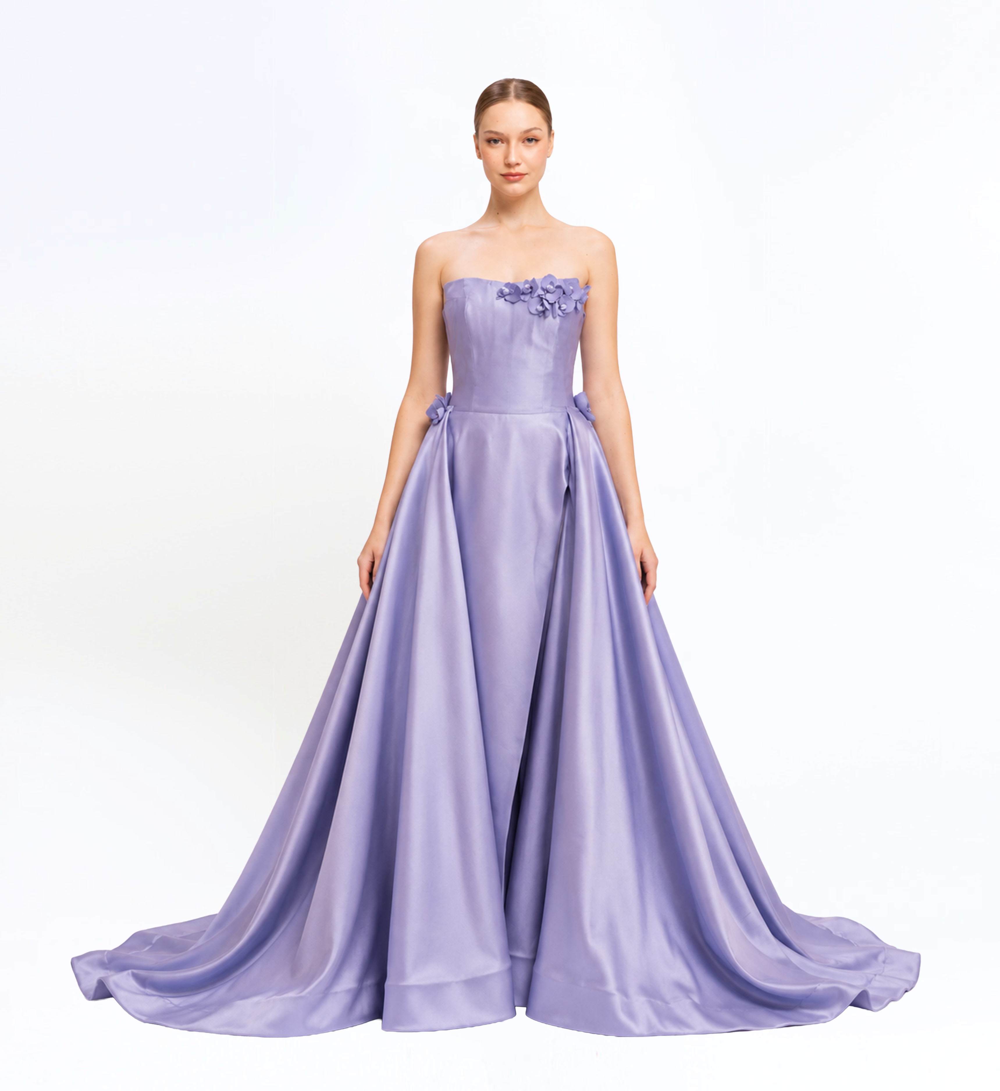 Mikado Silk Long Dress With Train