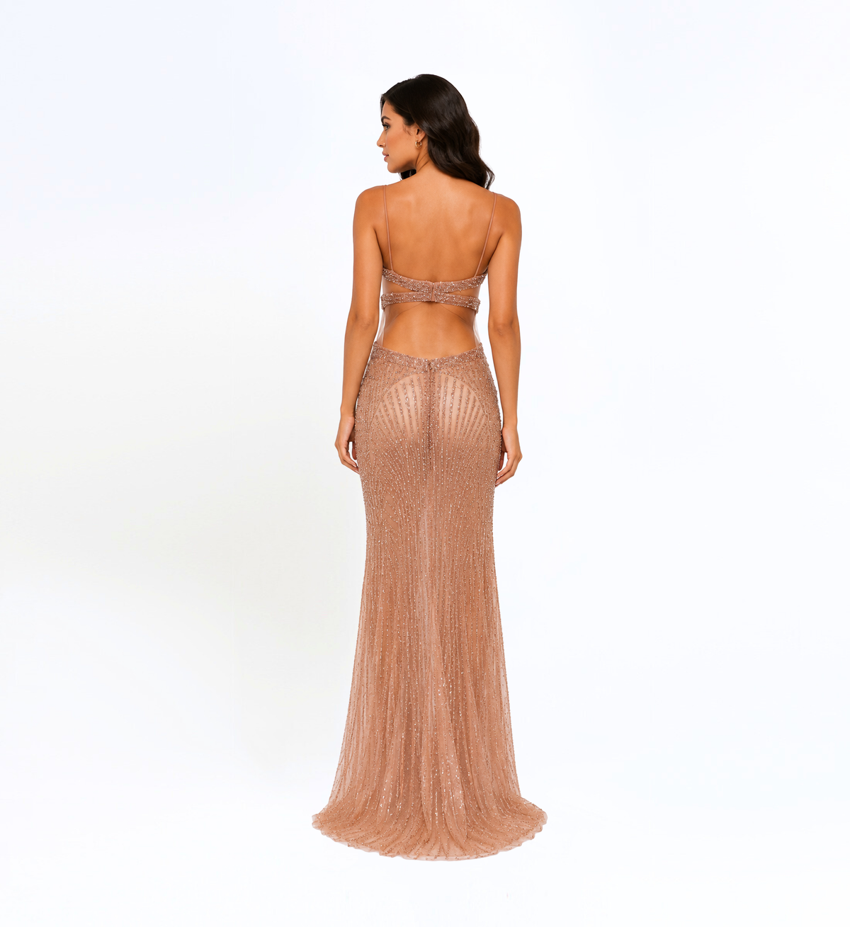 BEADED SLIT GOWN