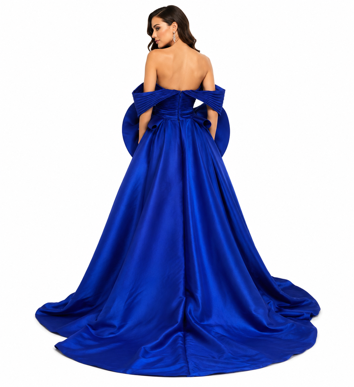 DRAPED WITH EMBROIDERED CAPE GOWN