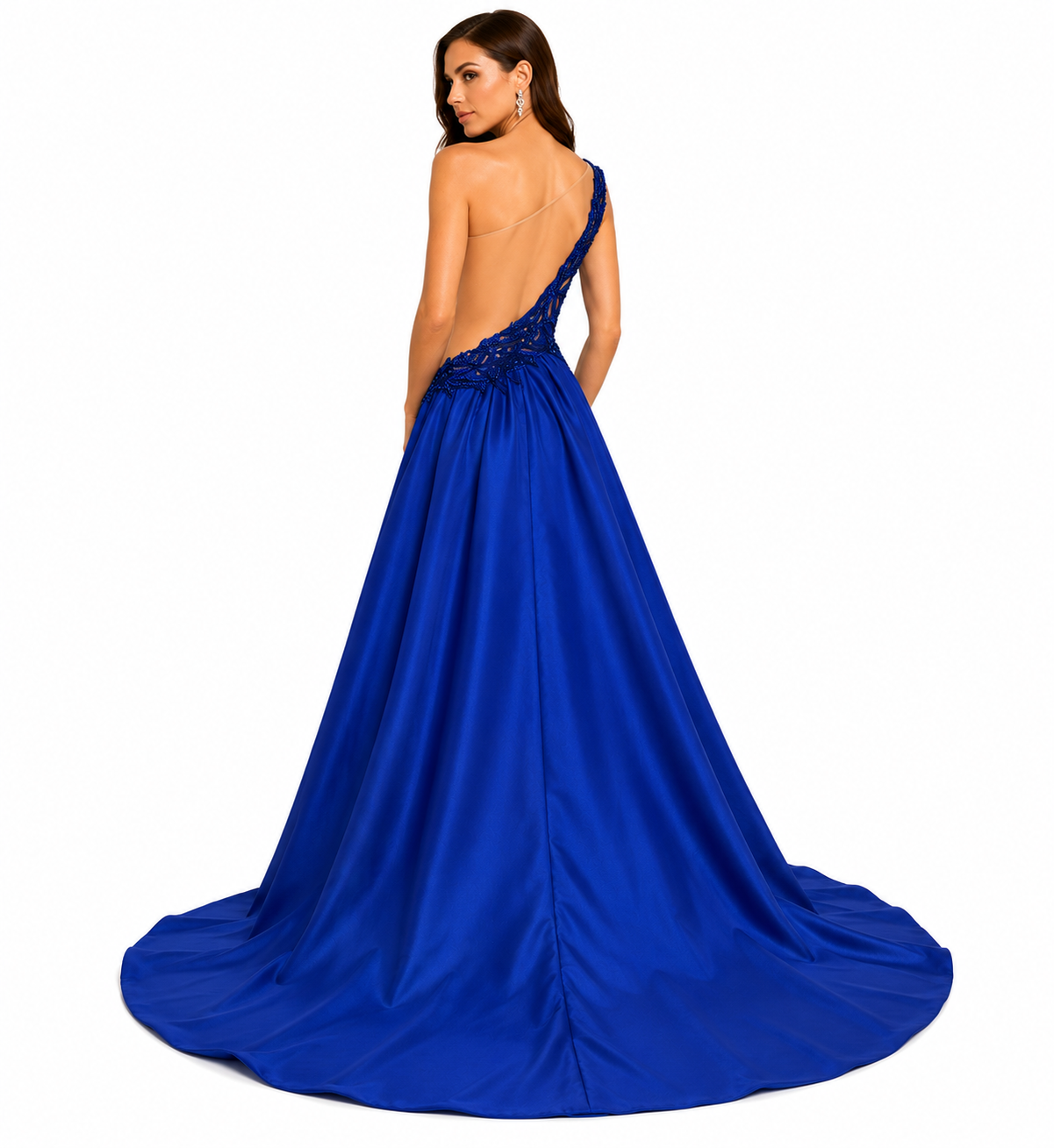 ONE-SHOULDER EMBROIDERED GOWN