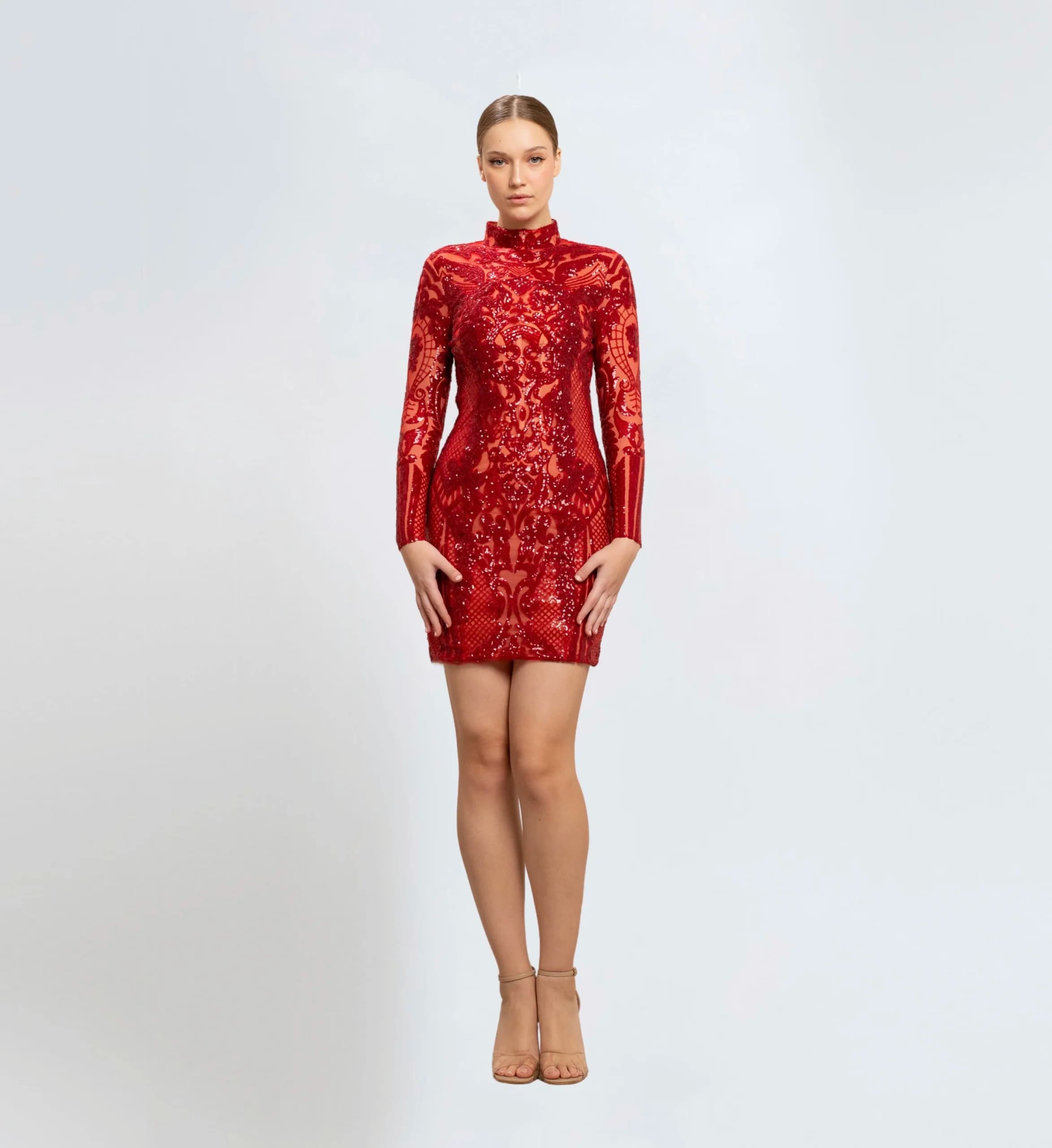 SEQUIN EMBROIDERED MIDI DRESS