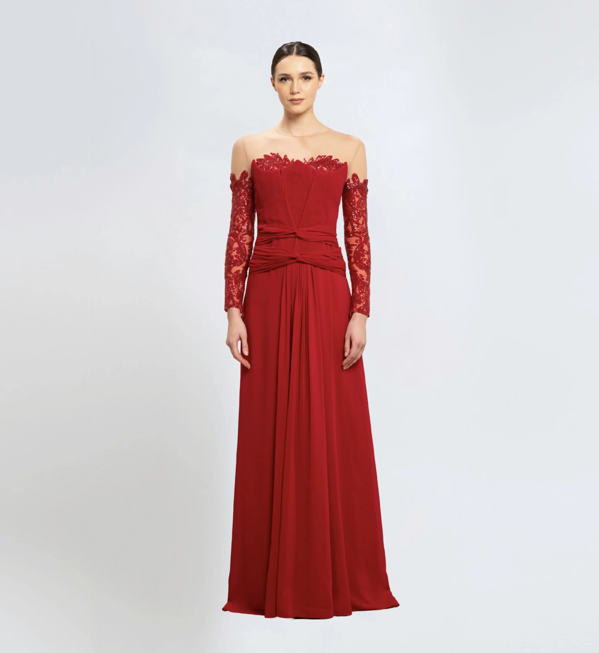 DRAPED OFF-SHOULDER LONG DRESS