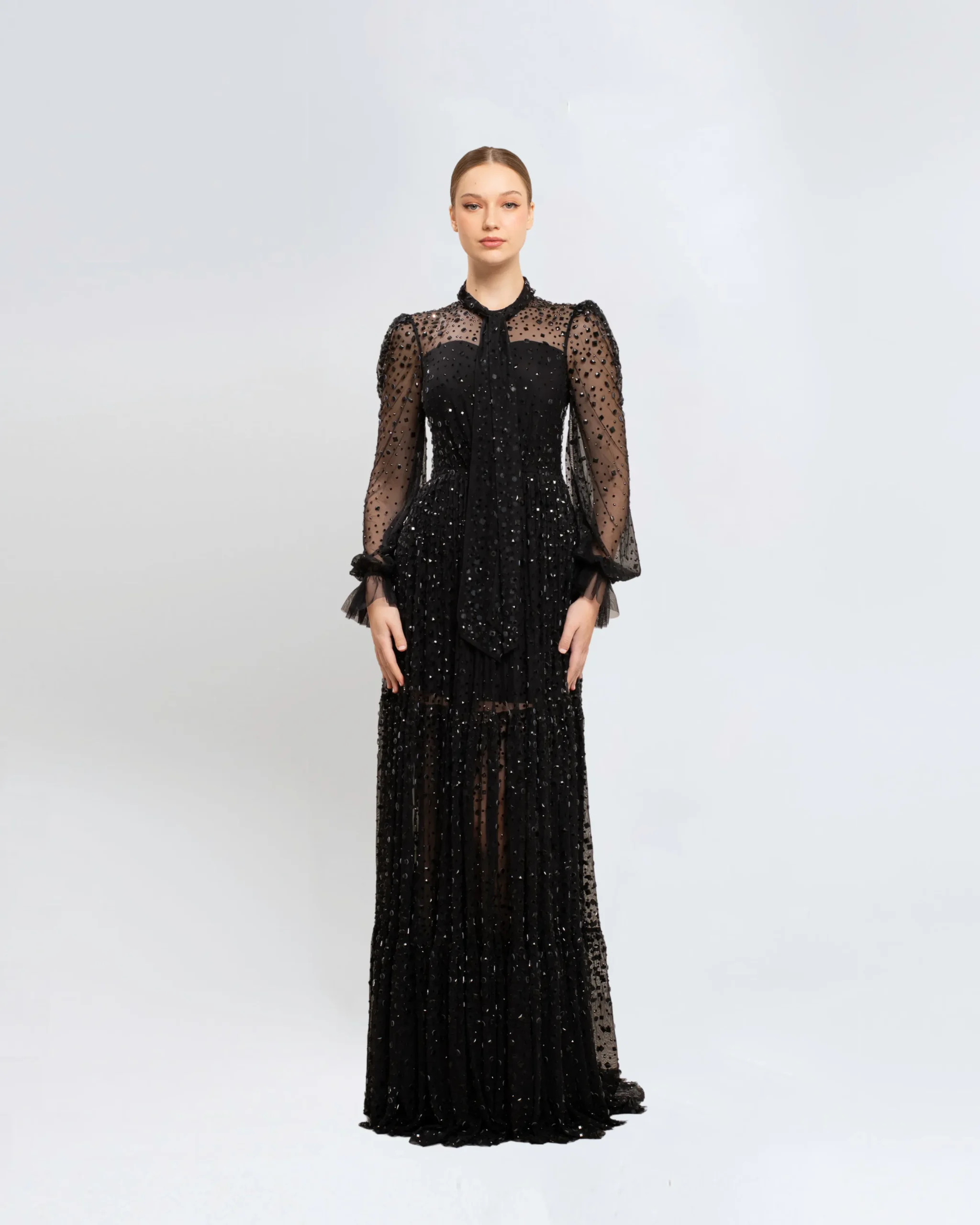 EMBELLISHED LONGSLEEVES GOWN