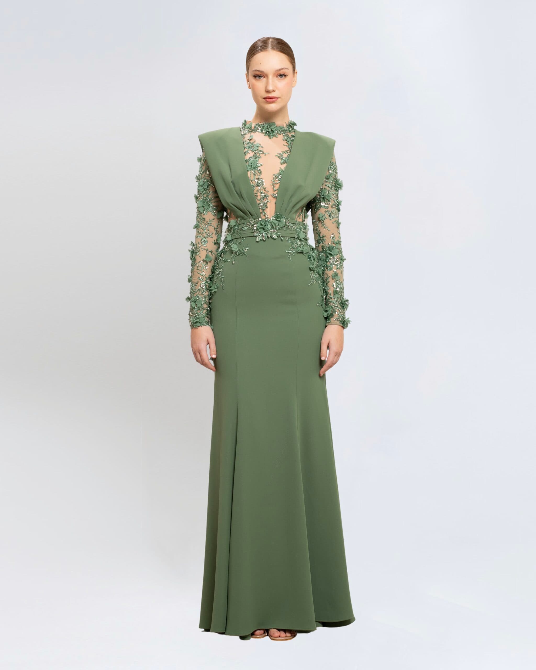 EMBELLISHED LONGSLEEVES GOWN