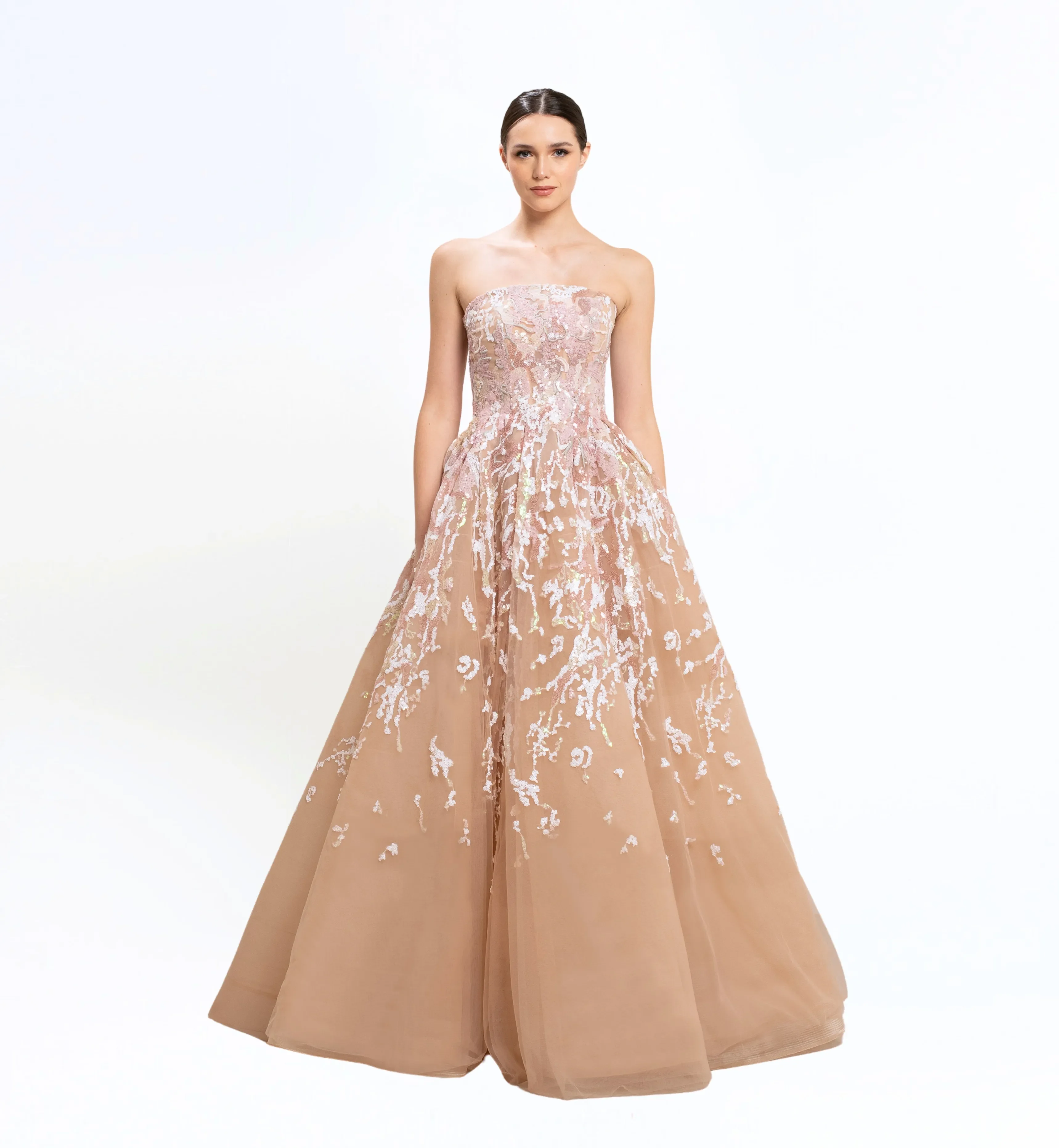 SEQUIN EMBROIDERED LONG DRESS