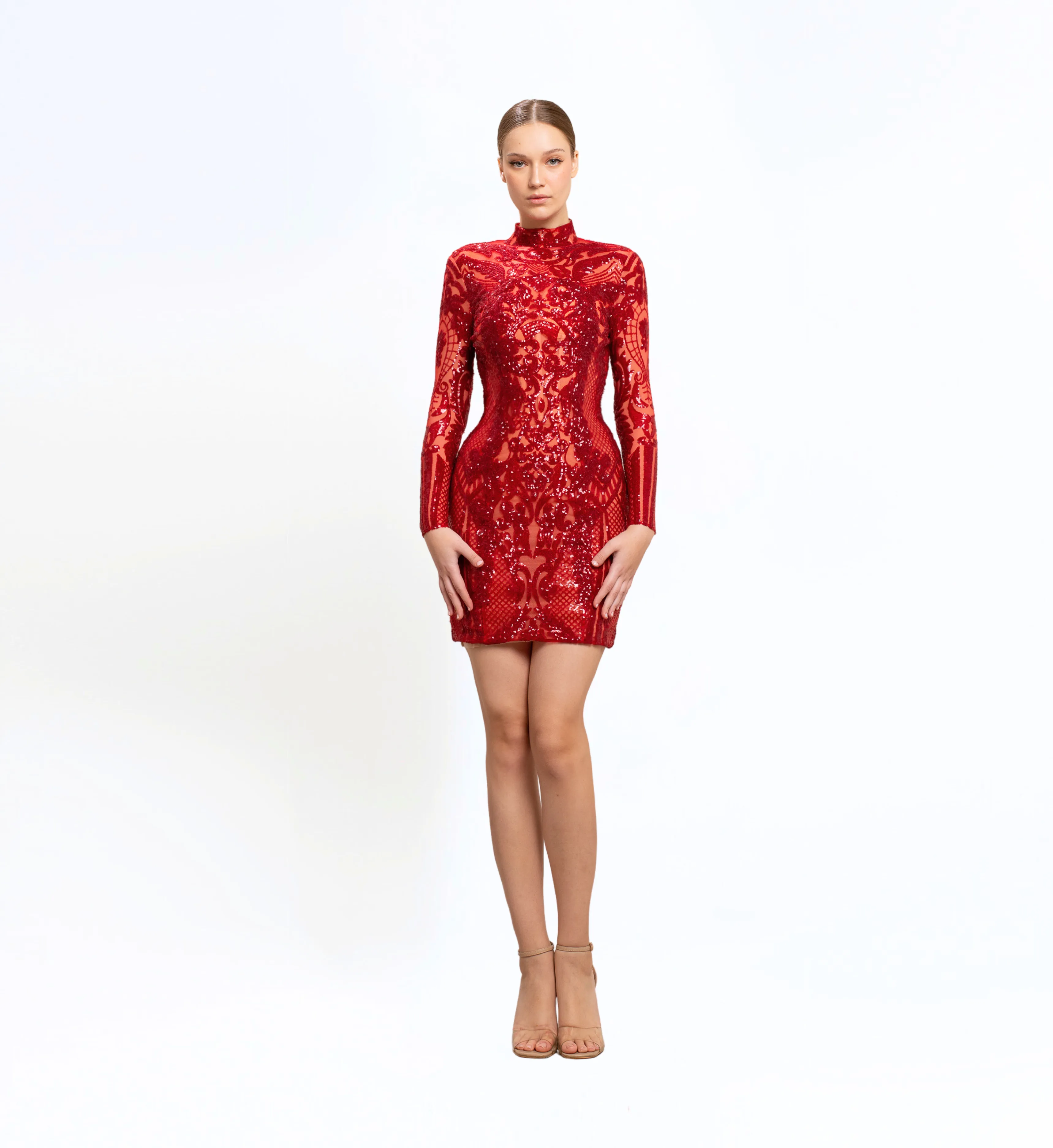 SEQUIN EMBROIDERED MIDI DRESS