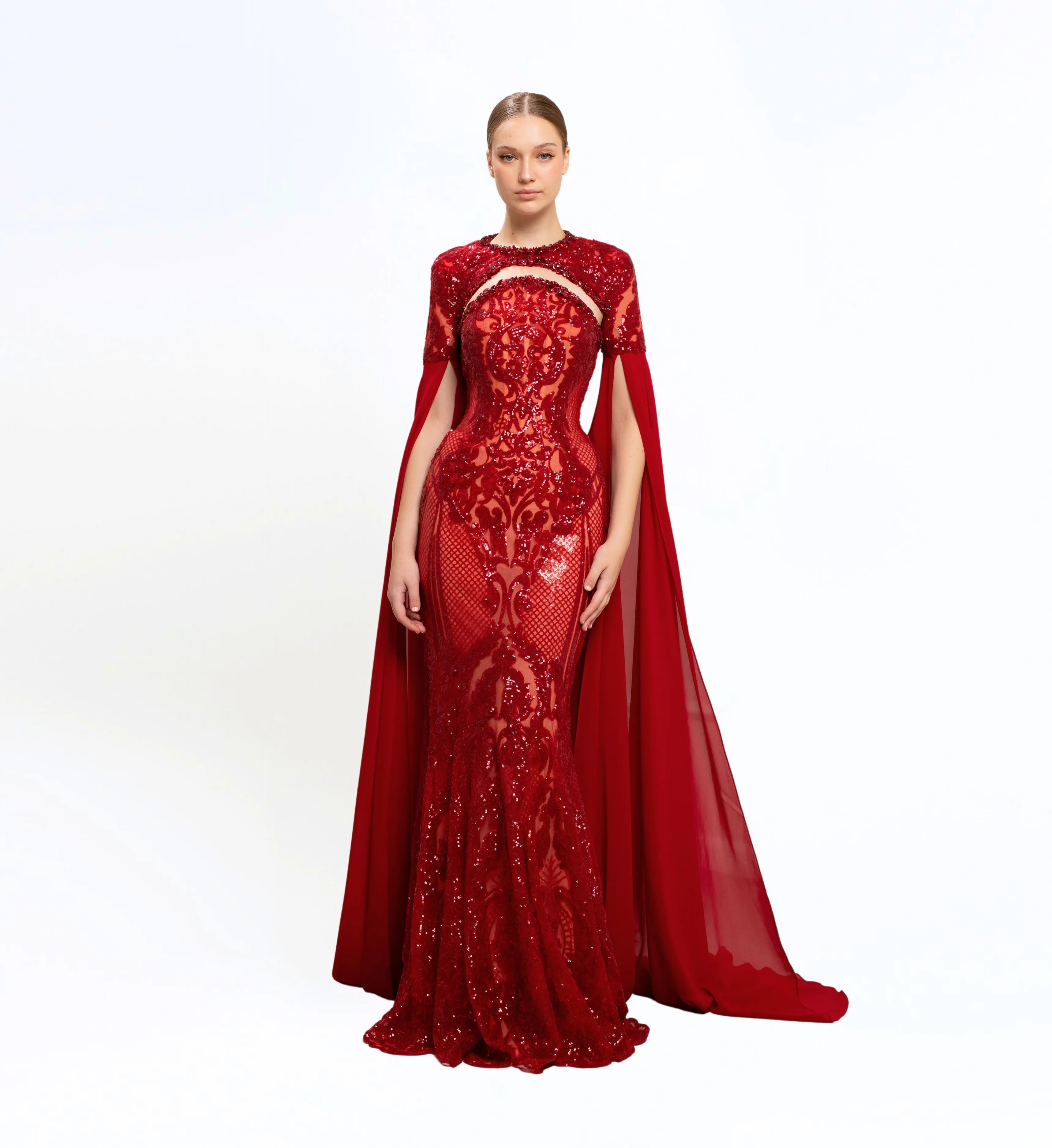 SEQUIN EMBROIDERED LONG DRESS