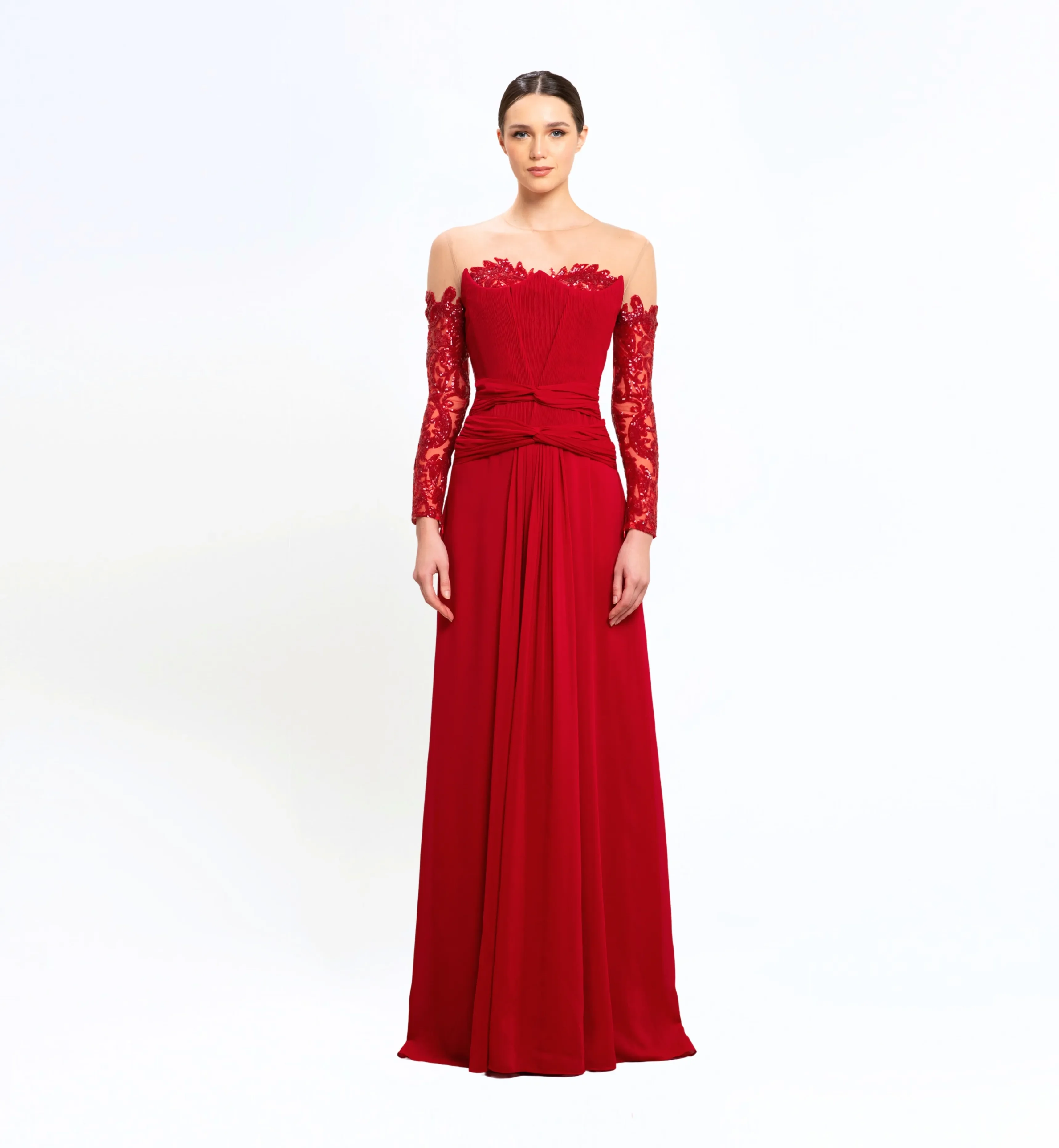 DRAPED OFF-SHOULDER LONG DRESS