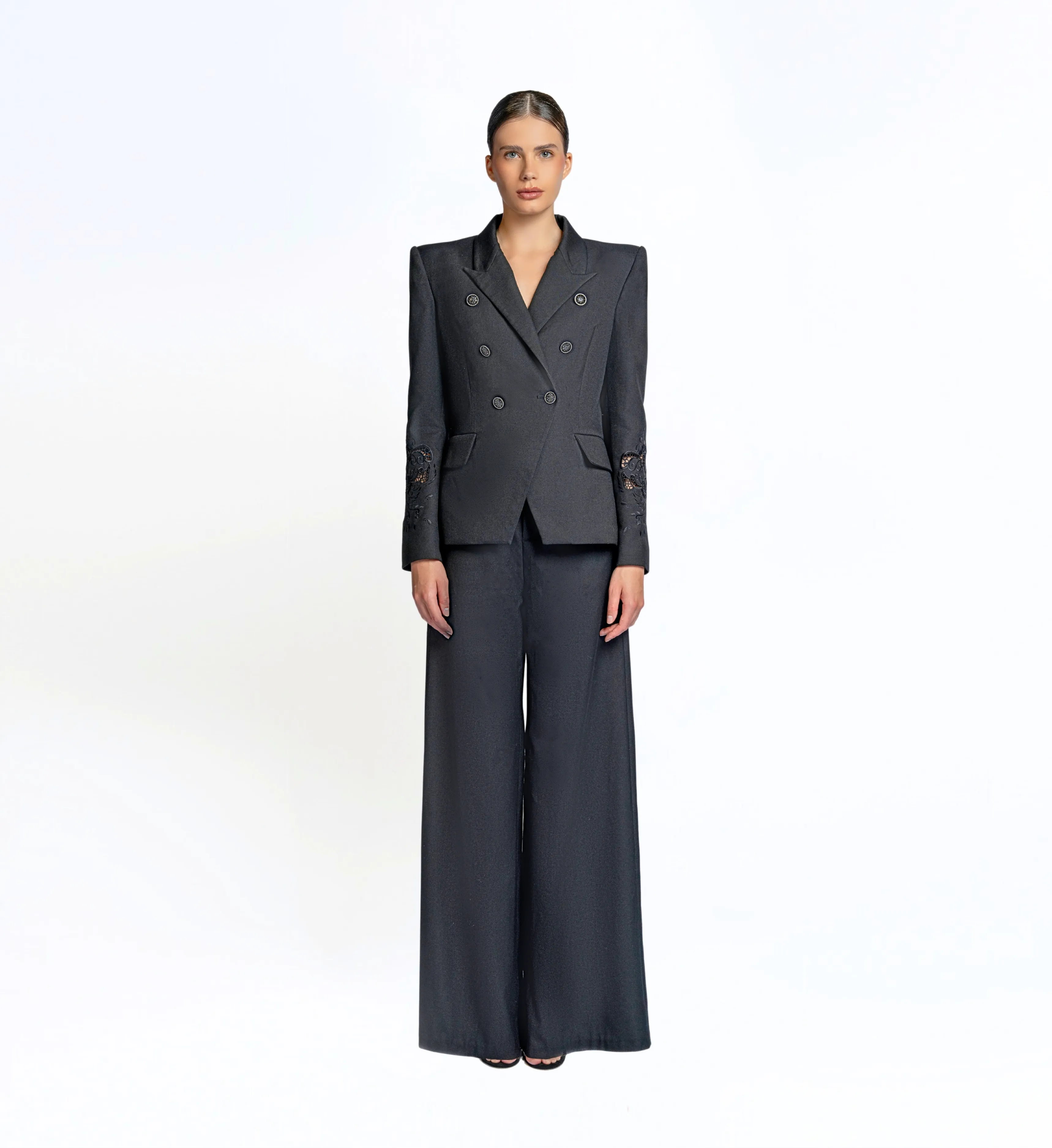 Embroidered suit set - Black