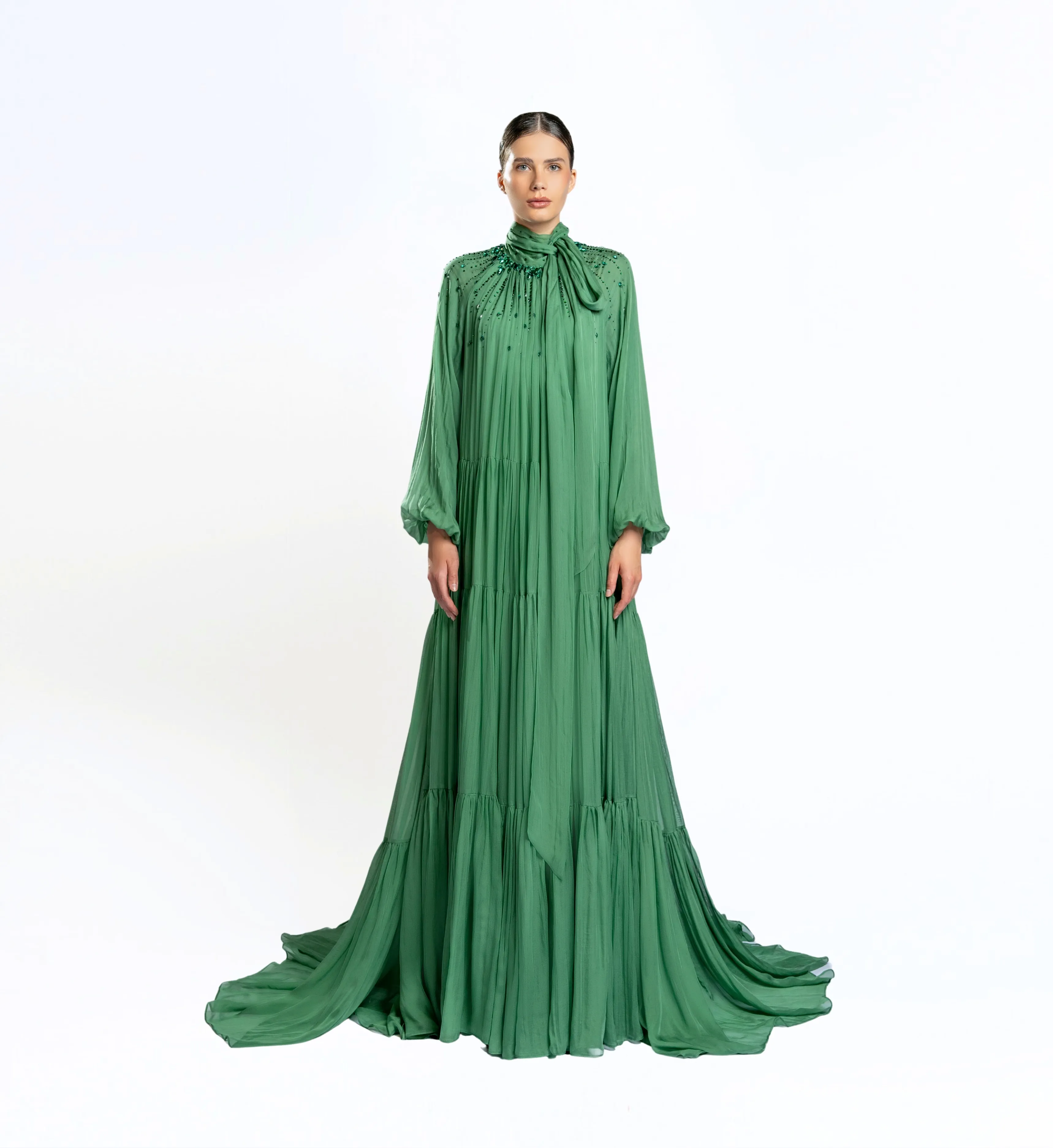 Shirred Tent Dress – Forest Green - FS