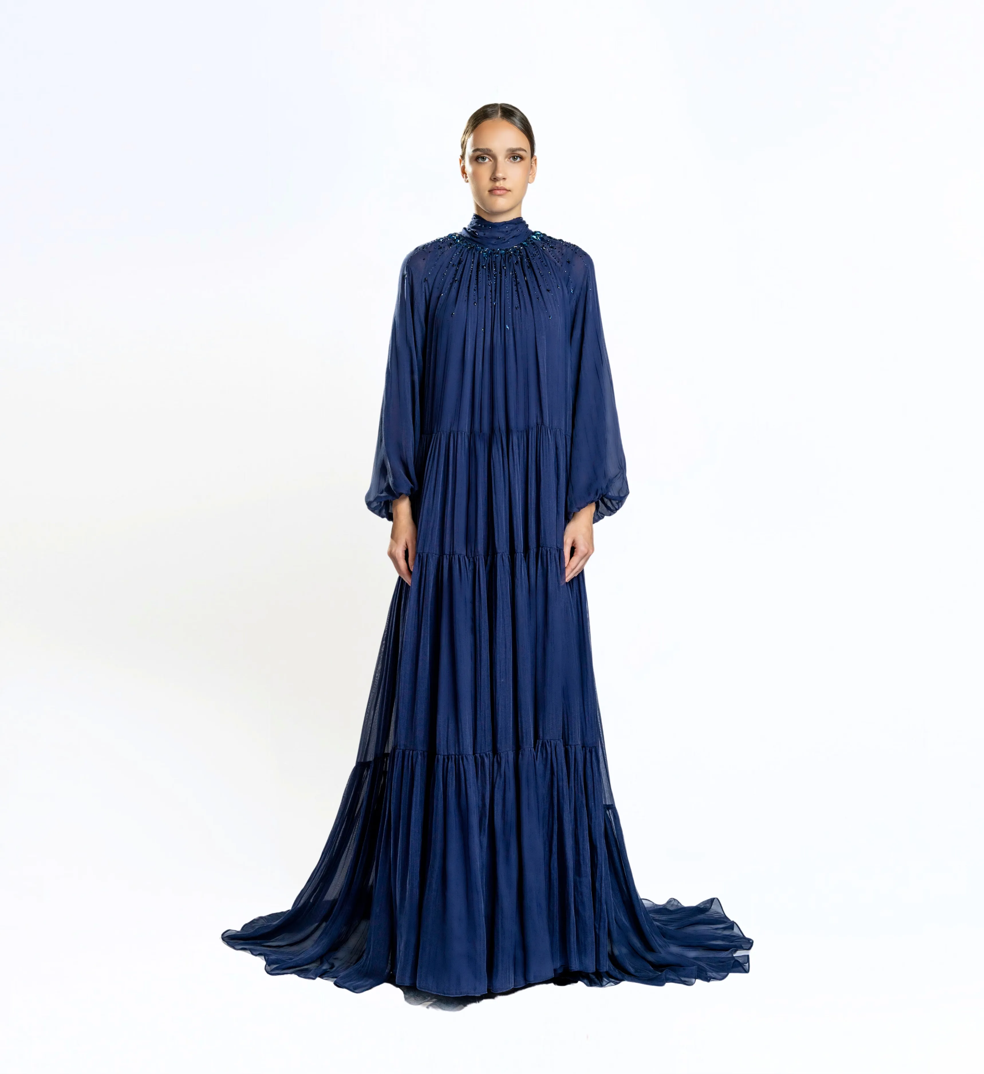 Shirred Tent Dress – Midnight Blue