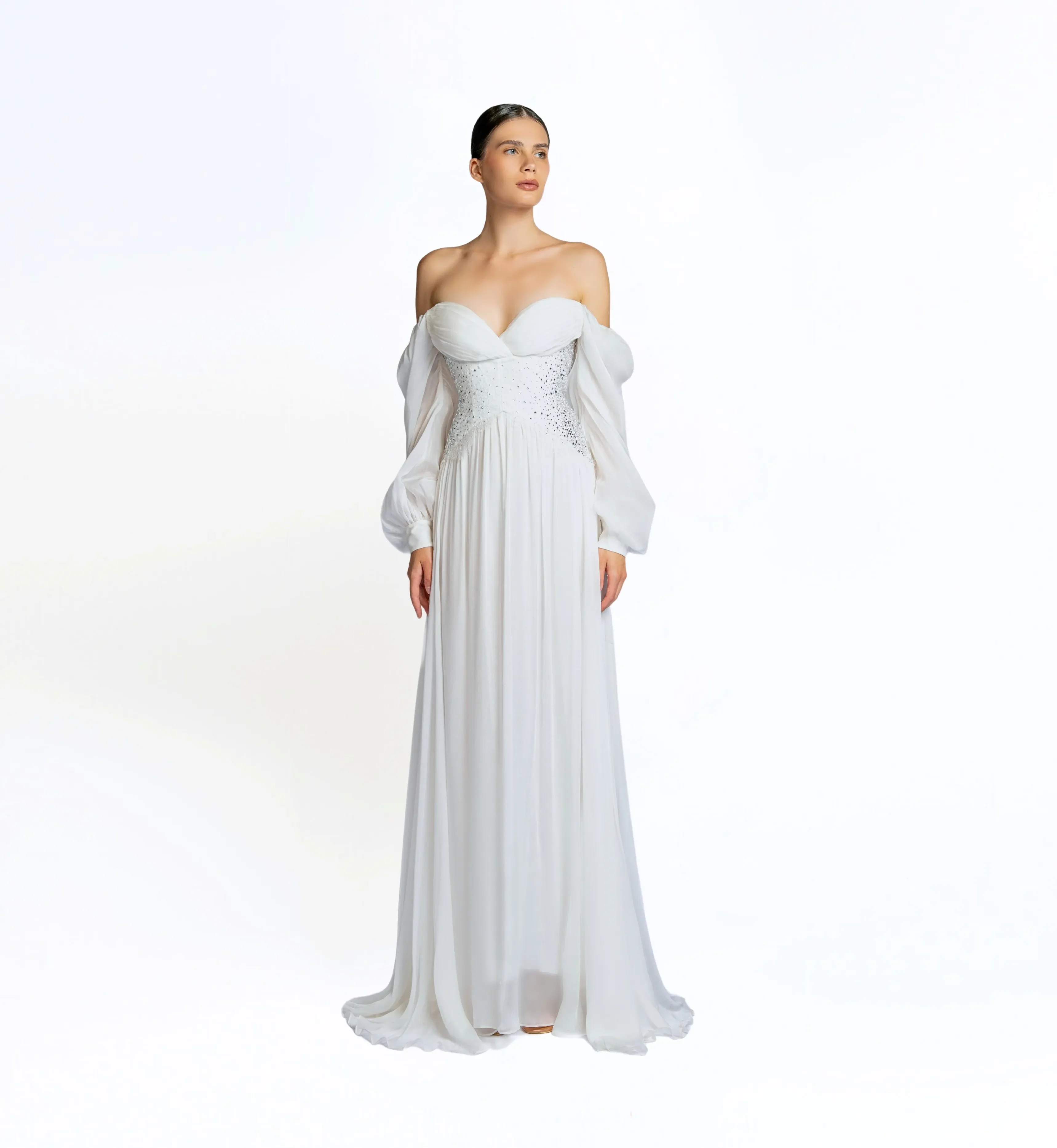 Puff Sleeve Maxi Dress - White