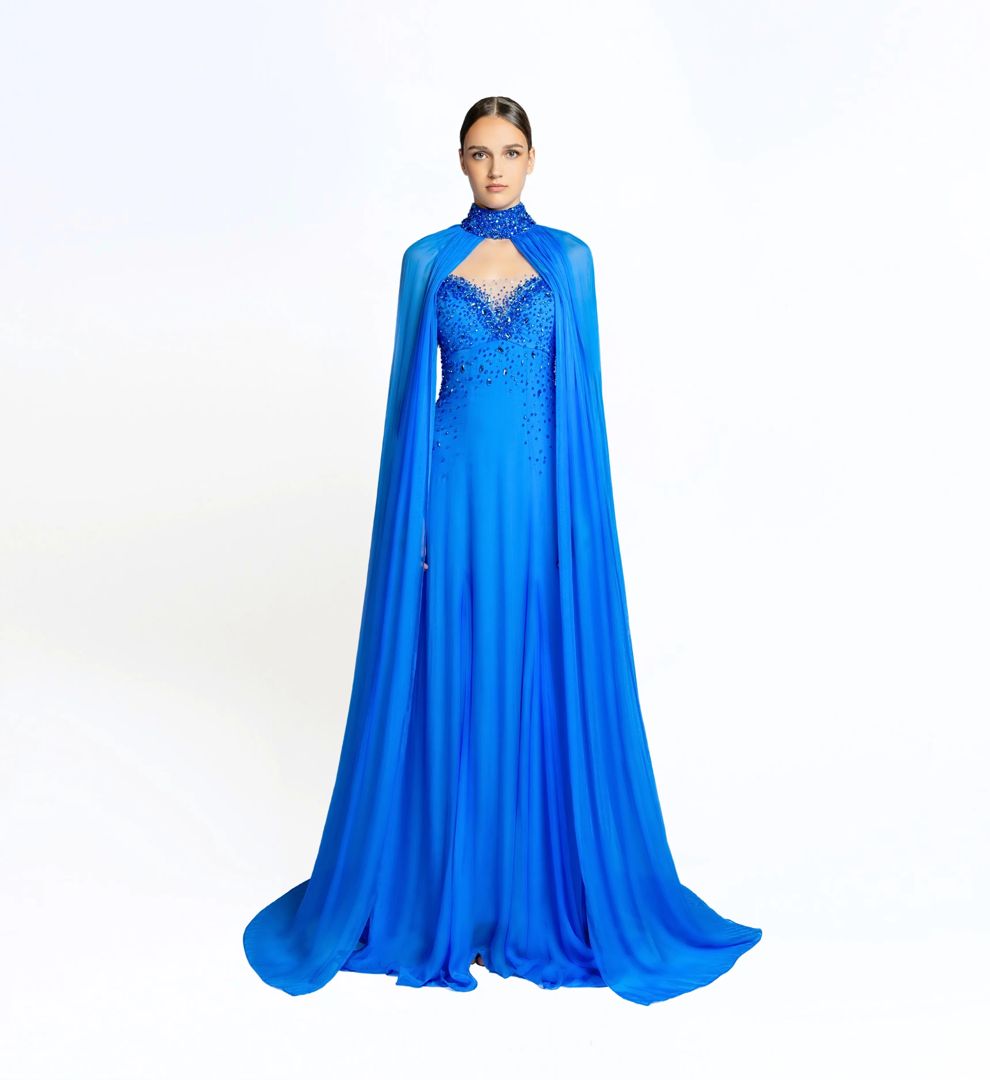 Embroidered Gored Dress – Egyptian Blue