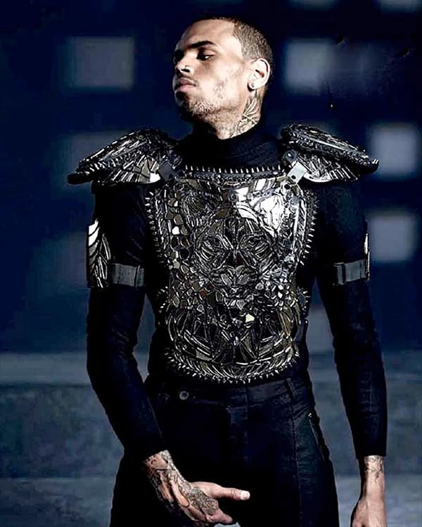 Chris Brown wearing Michael Cinco