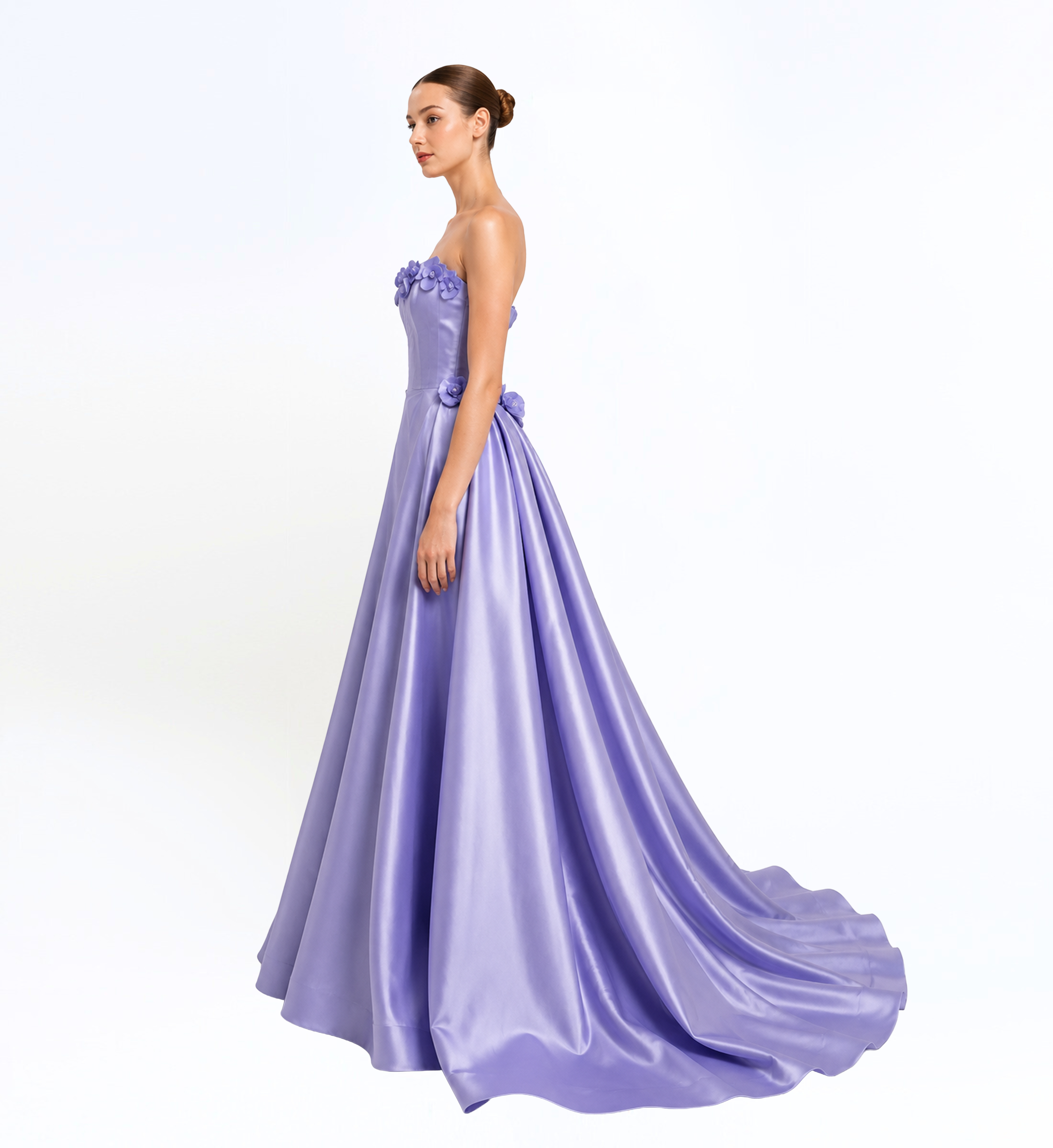 Mikado Silk Long Dress With Train