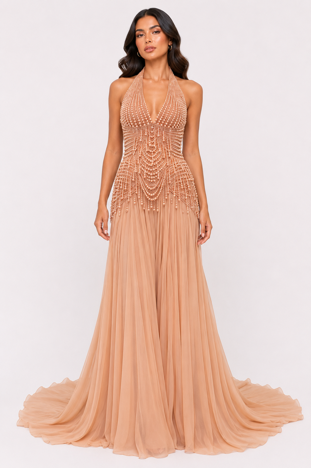 HALTER BEADED GOWN