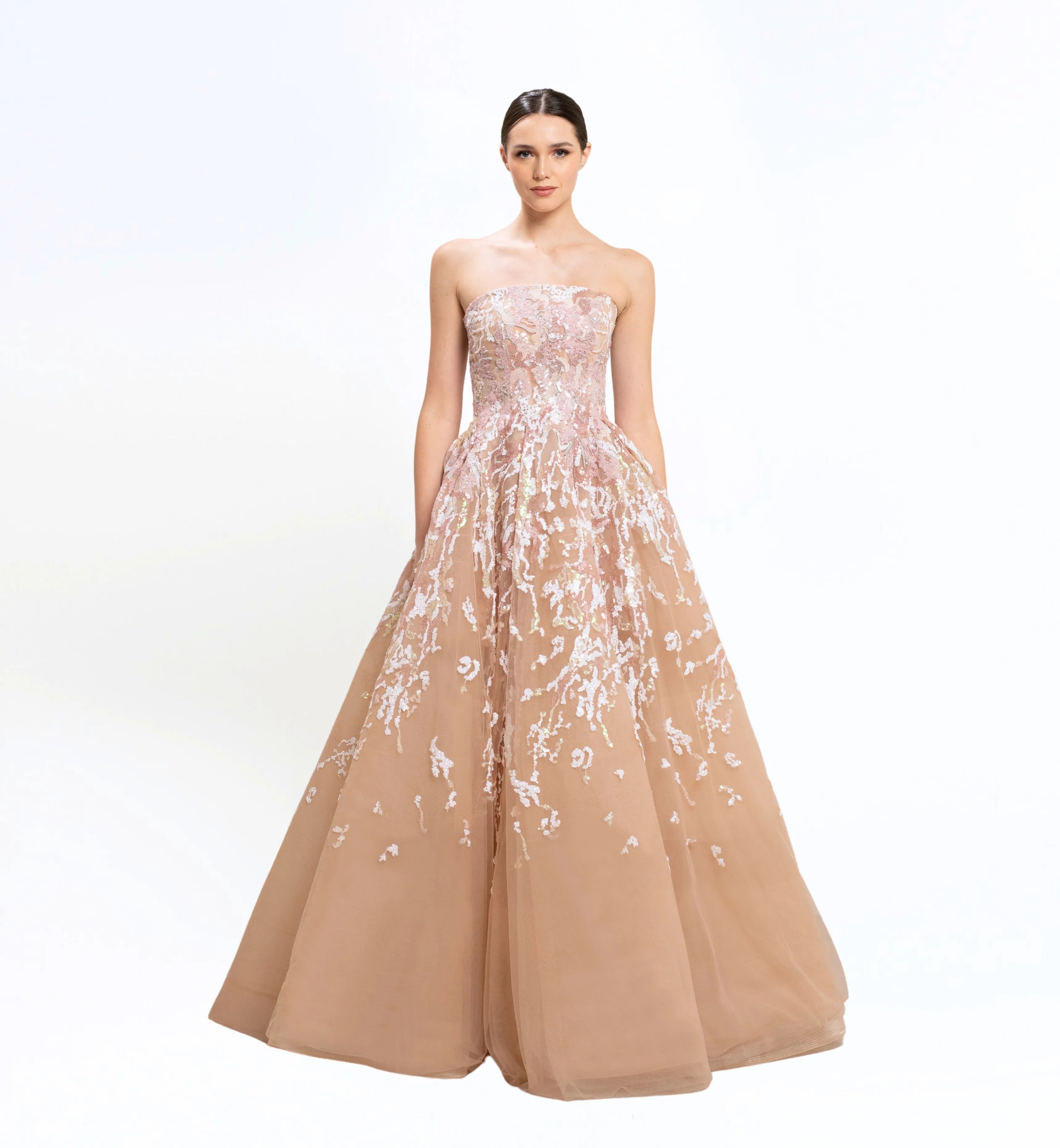 SEQUIN EMBROIDERED LONG DRESS