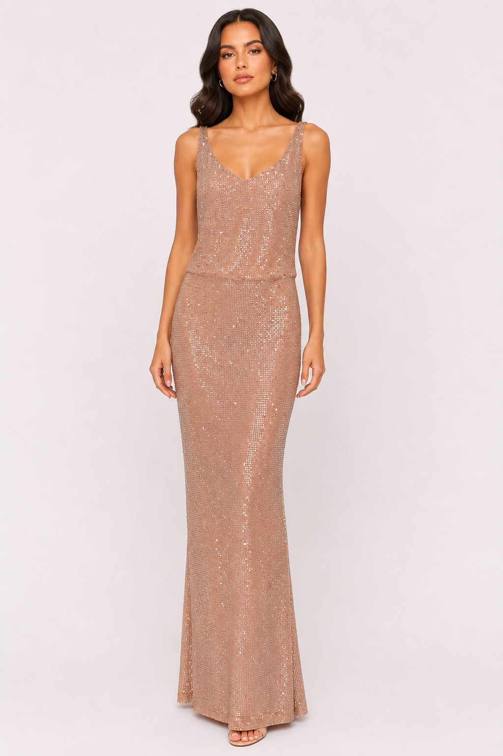 ROSE GOLD SEQUIN COLUMN GOWN