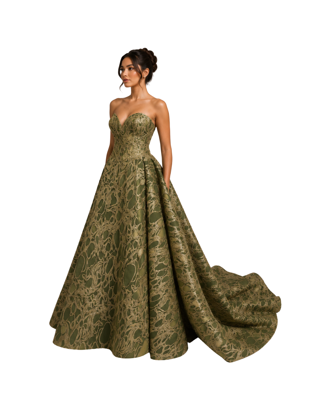 STRAPLESS EMBROIDERED BALL GOWN