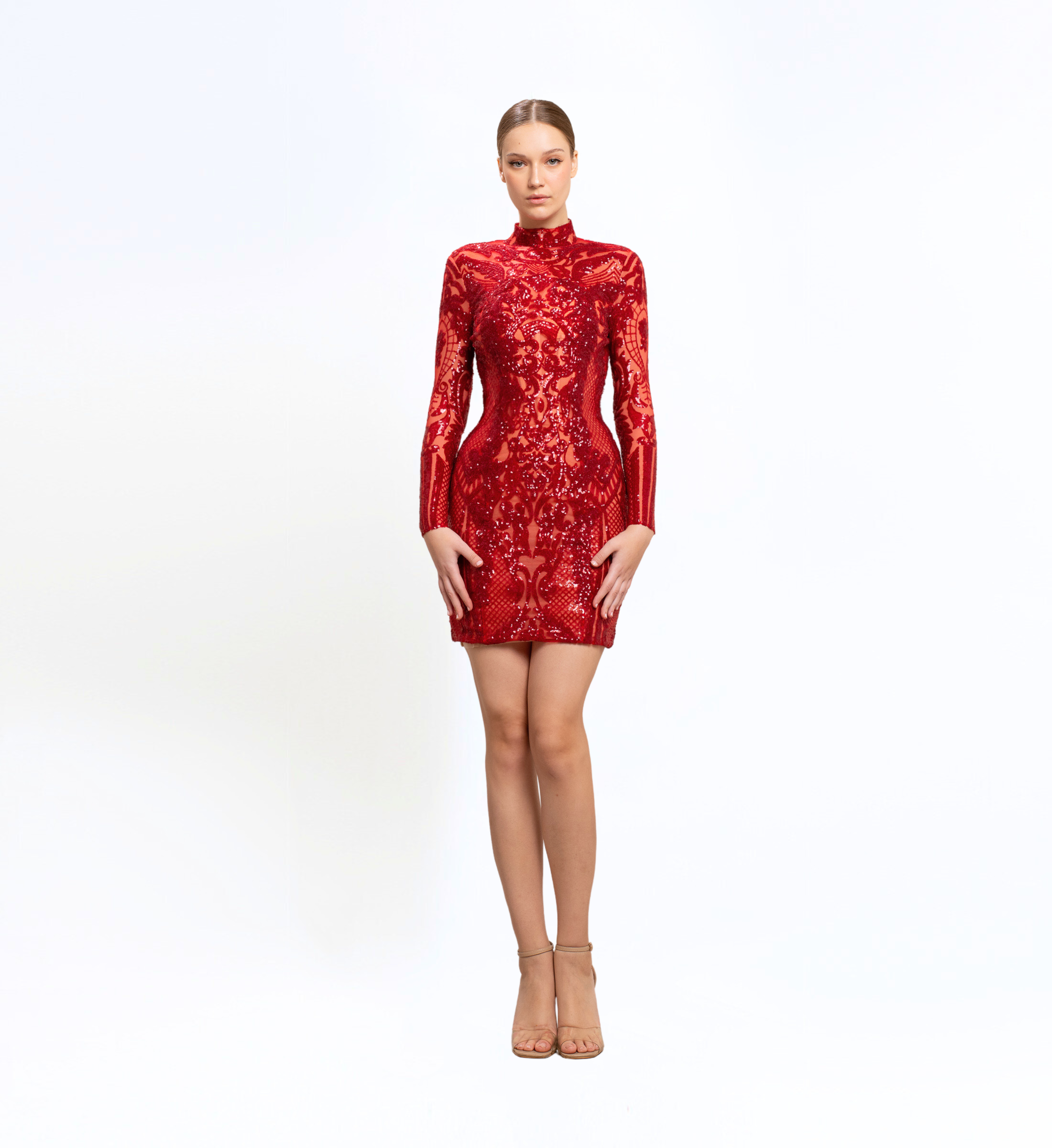 SEQUIN EMBROIDERED MIDI DRESS