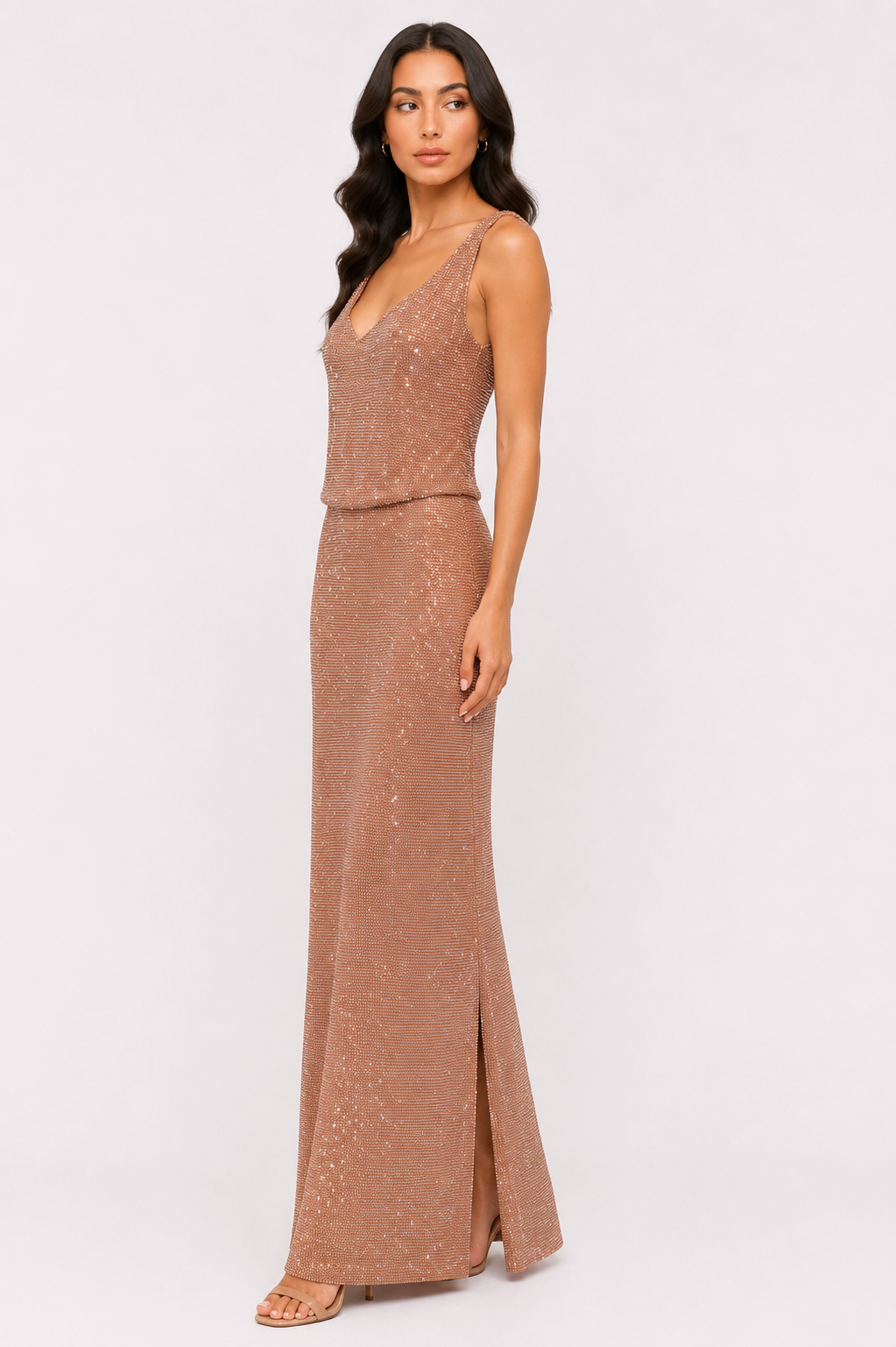 ROSE GOLD SEQUIN COLUMN GOWN