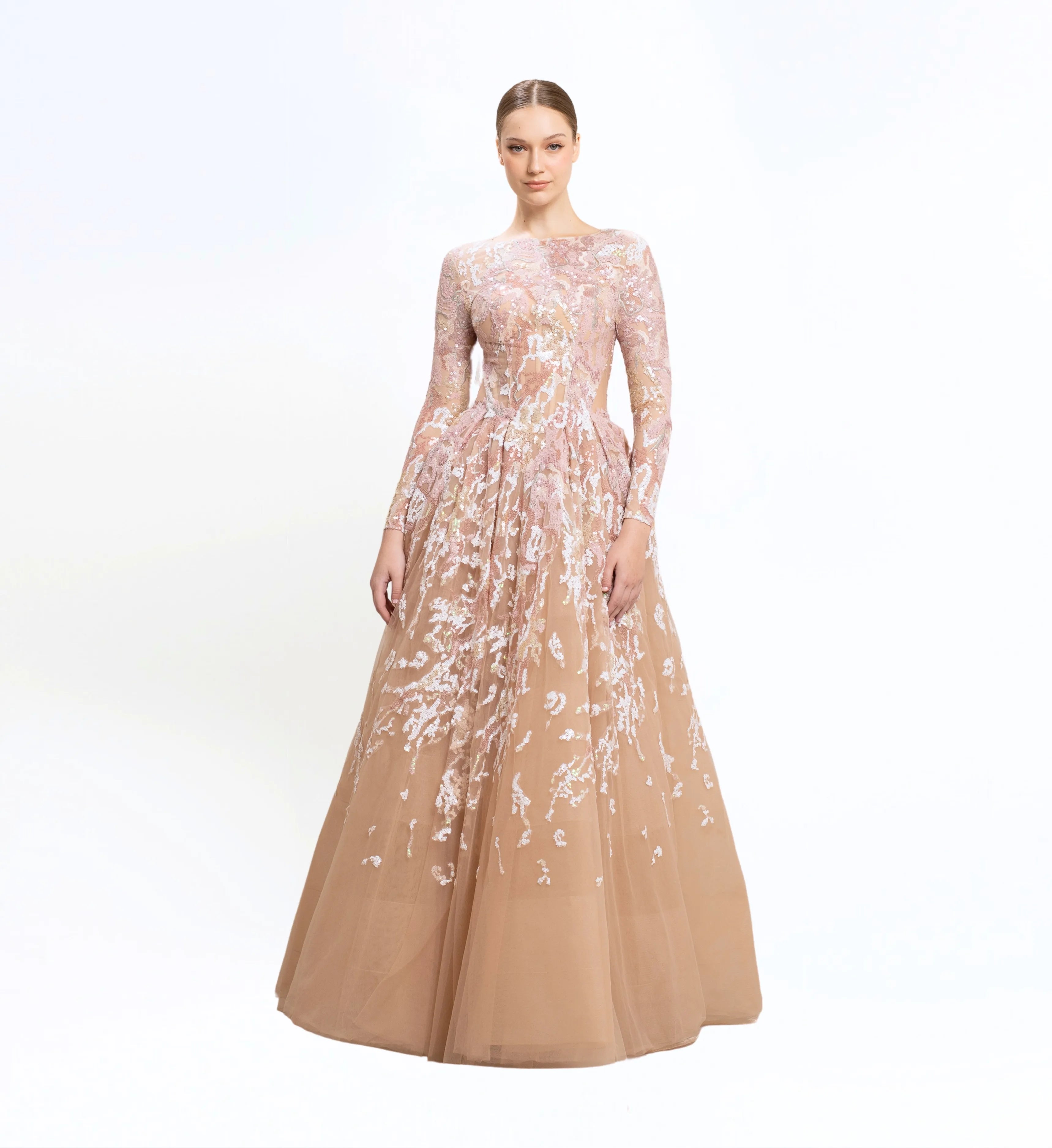 SEQUIN EMBROIDERED LONGSLEEVES GOWN
