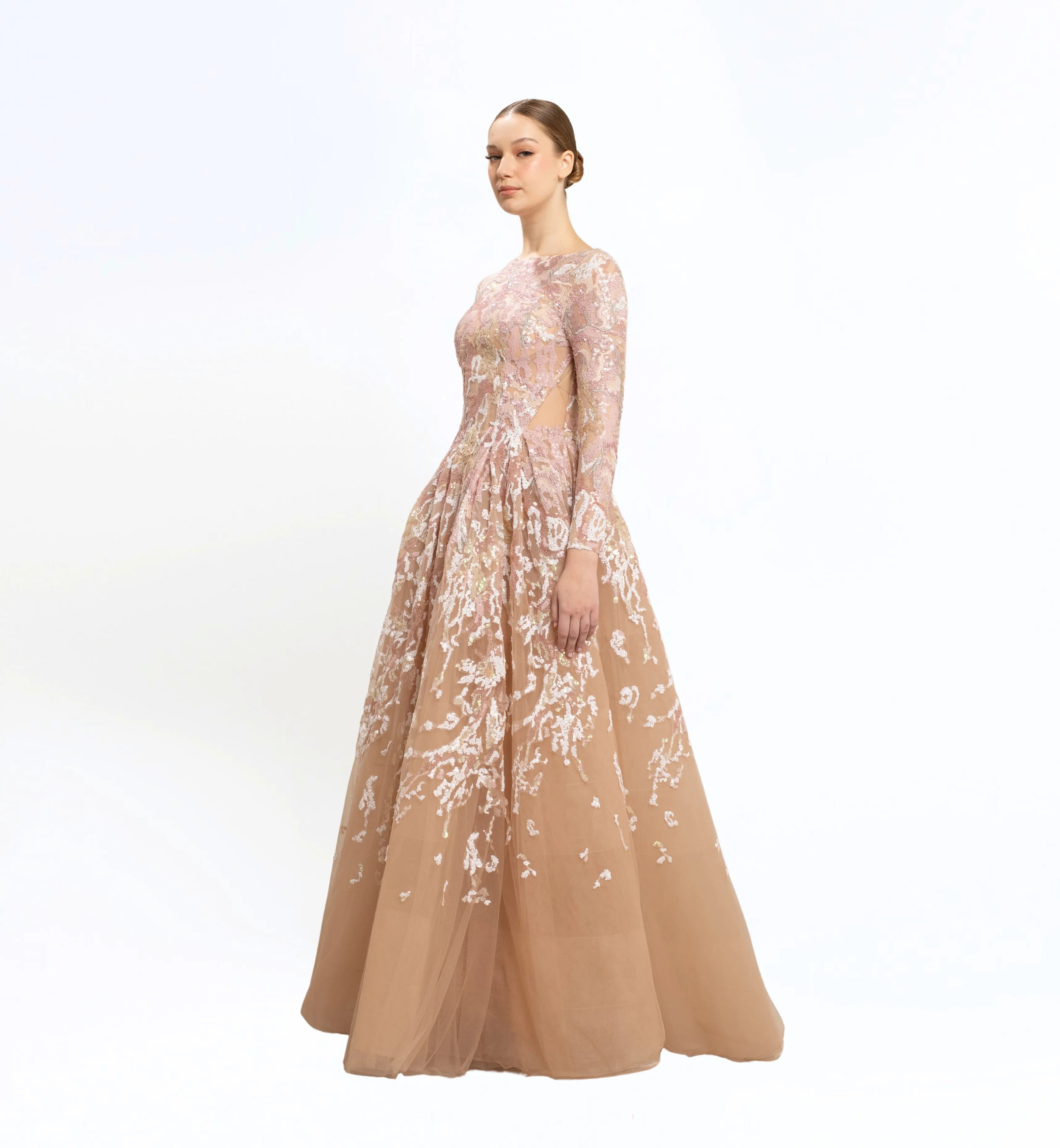 SEQUIN EMBROIDERED LONGSLEEVES GOWN