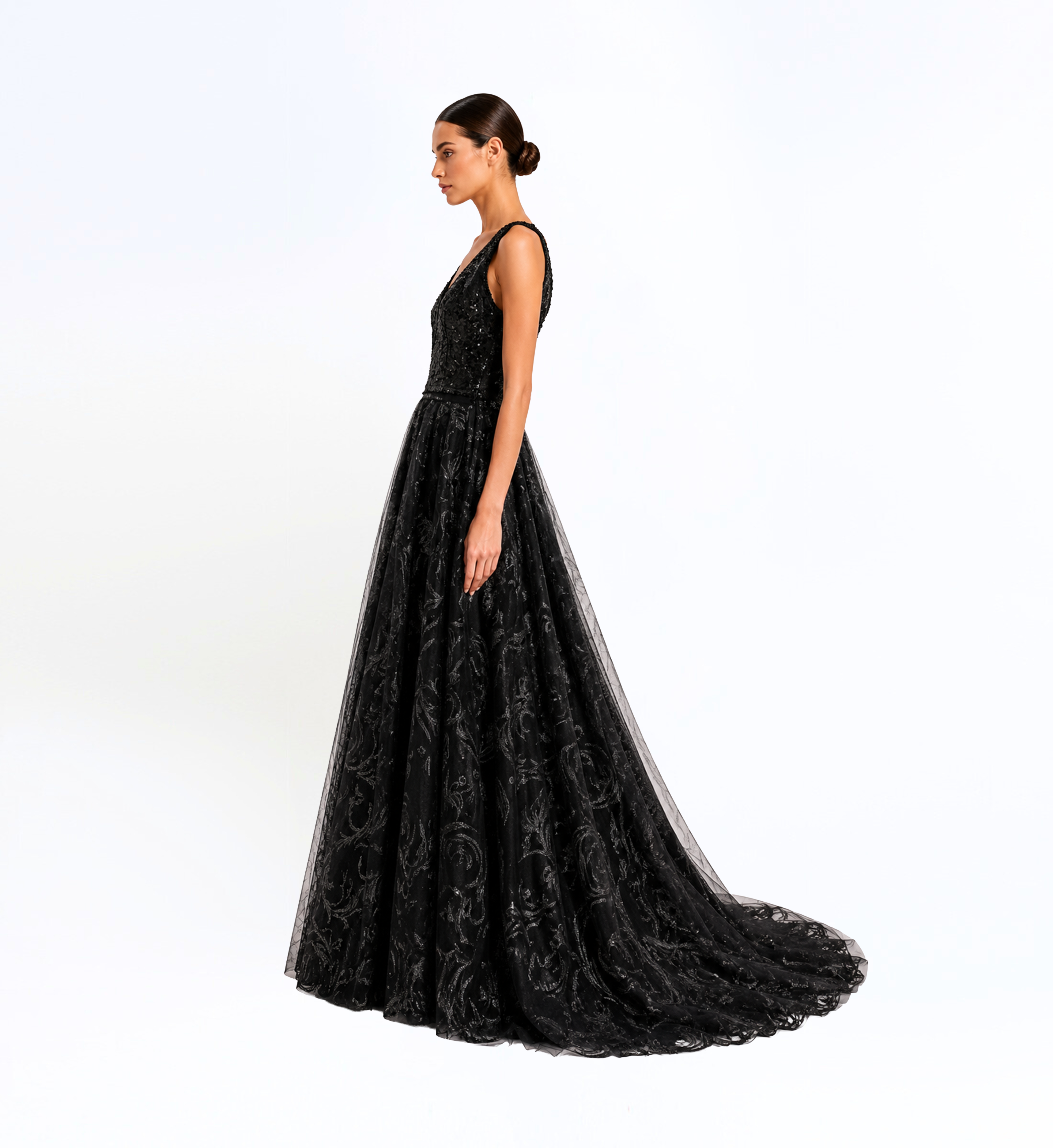 Thread Embroidered Ball Gown