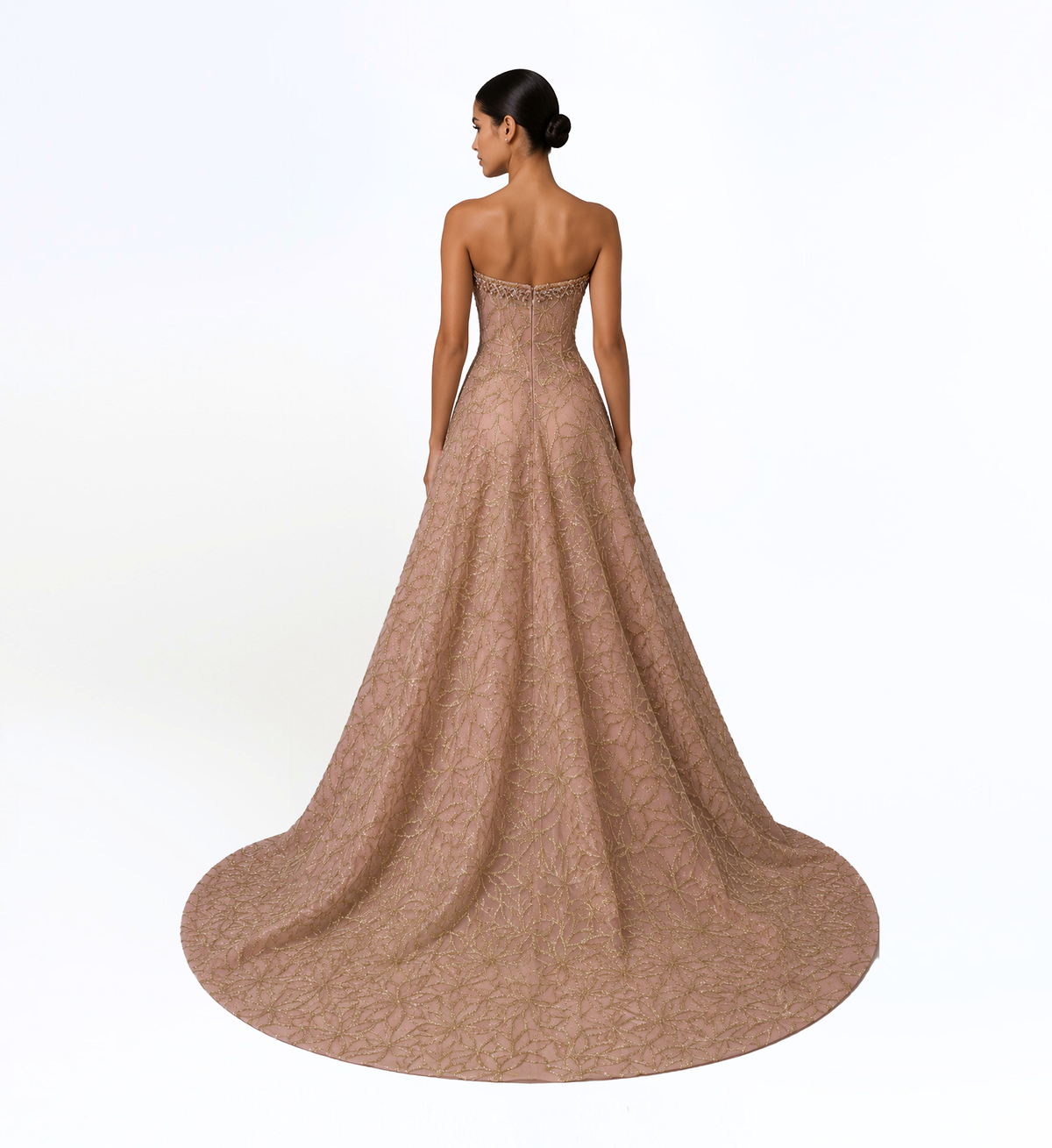 STRAPLESS EMBROIDERED BALL GOWN