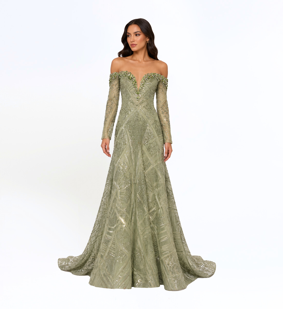 OFF SHOULDER EMBELLISHED GOWN