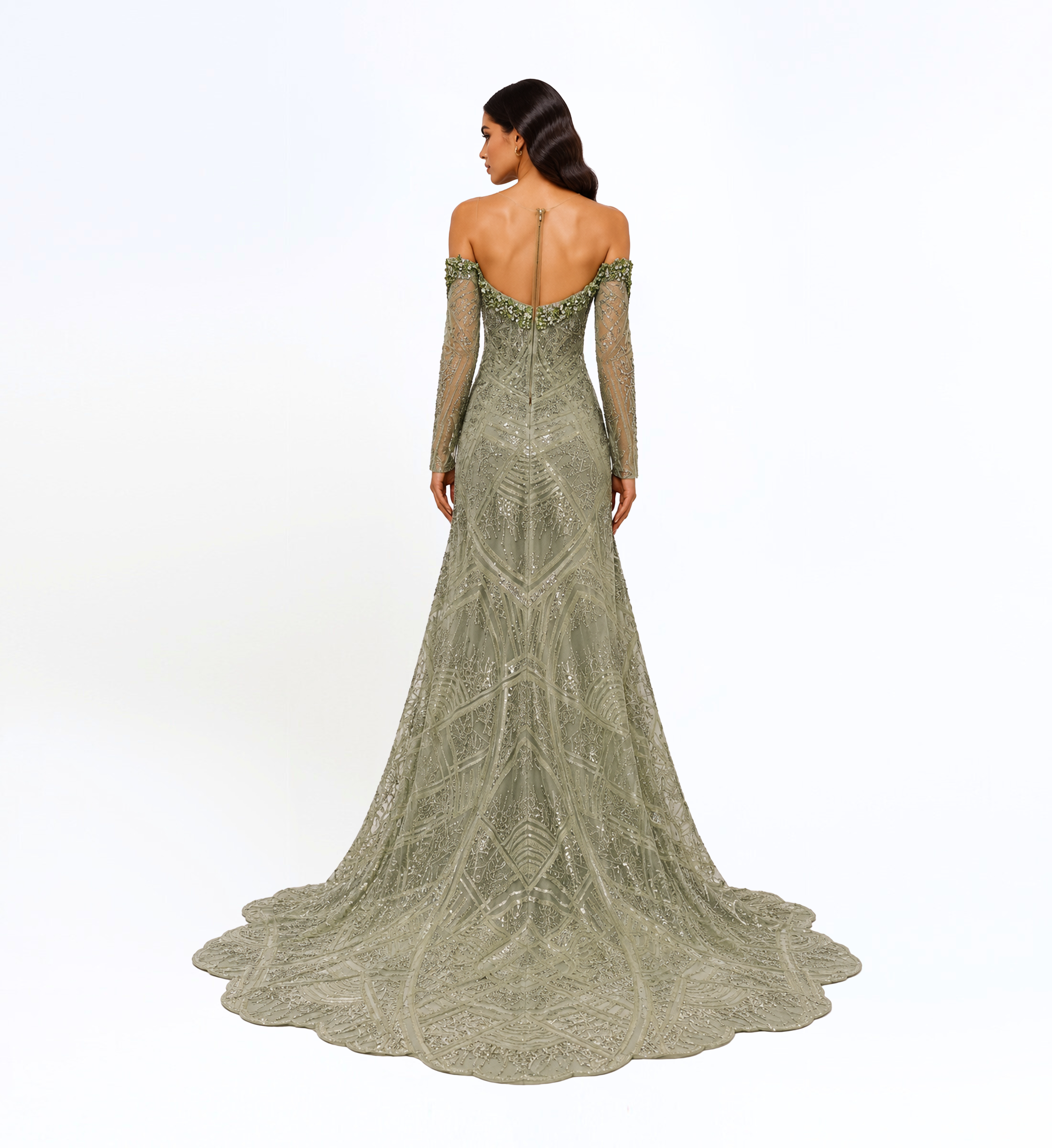 OFF SHOULDER EMBELLISHED GOWN