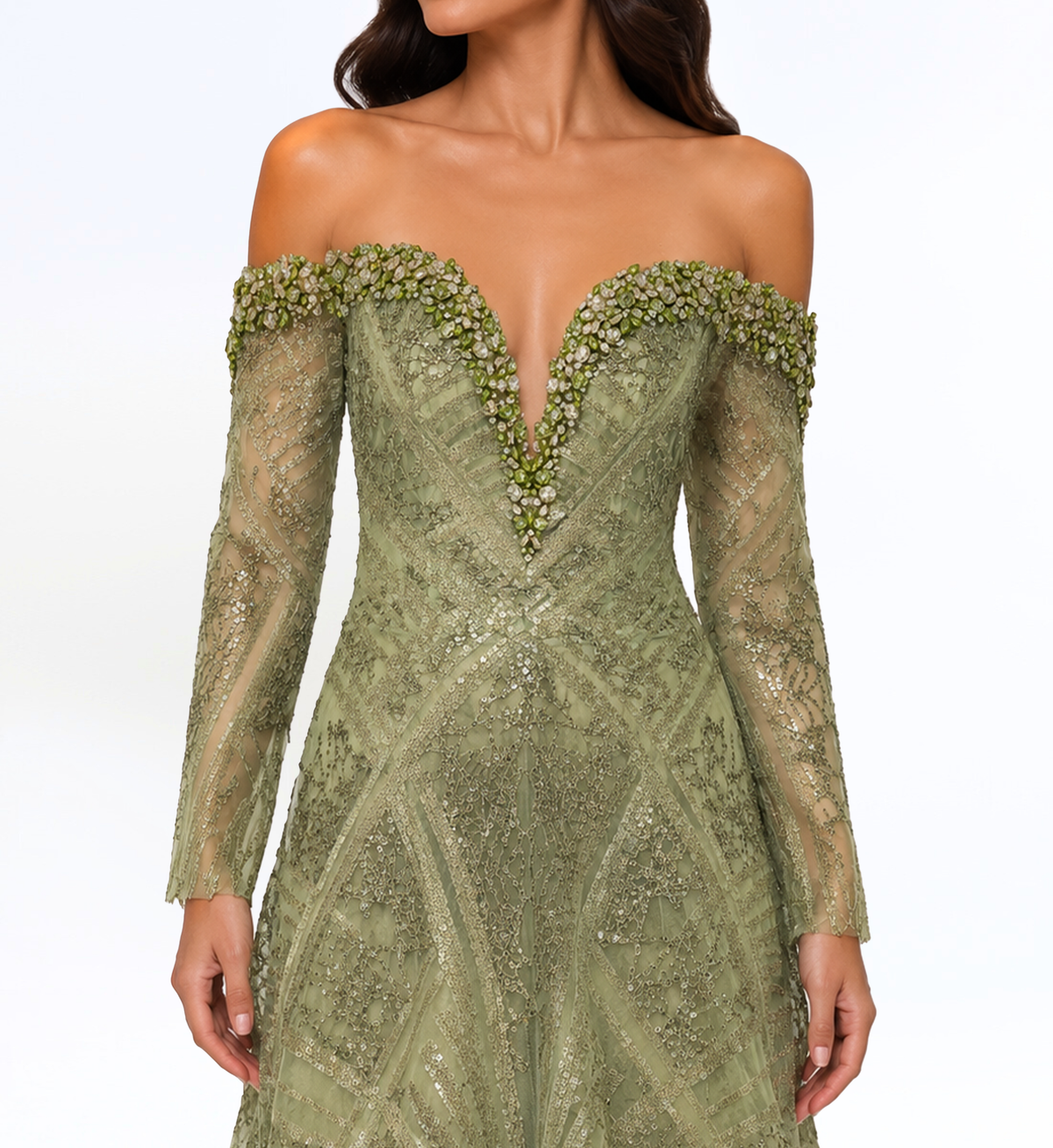 OFF SHOULDER EMBELLISHED GOWN