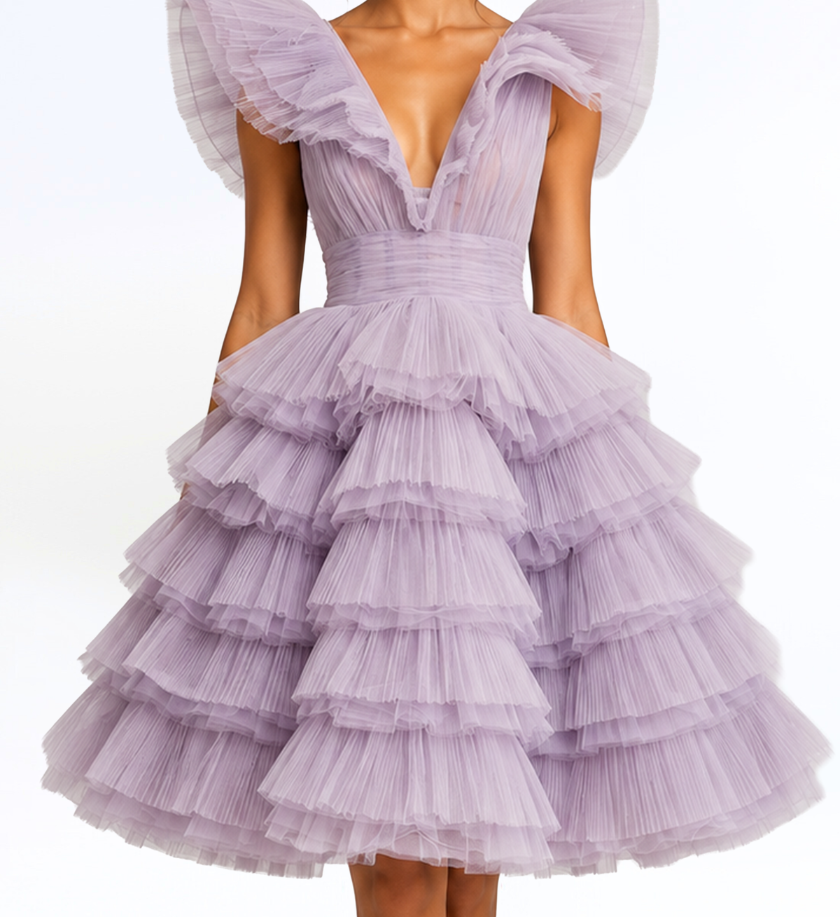 TIERED TULLE MINI DRESS