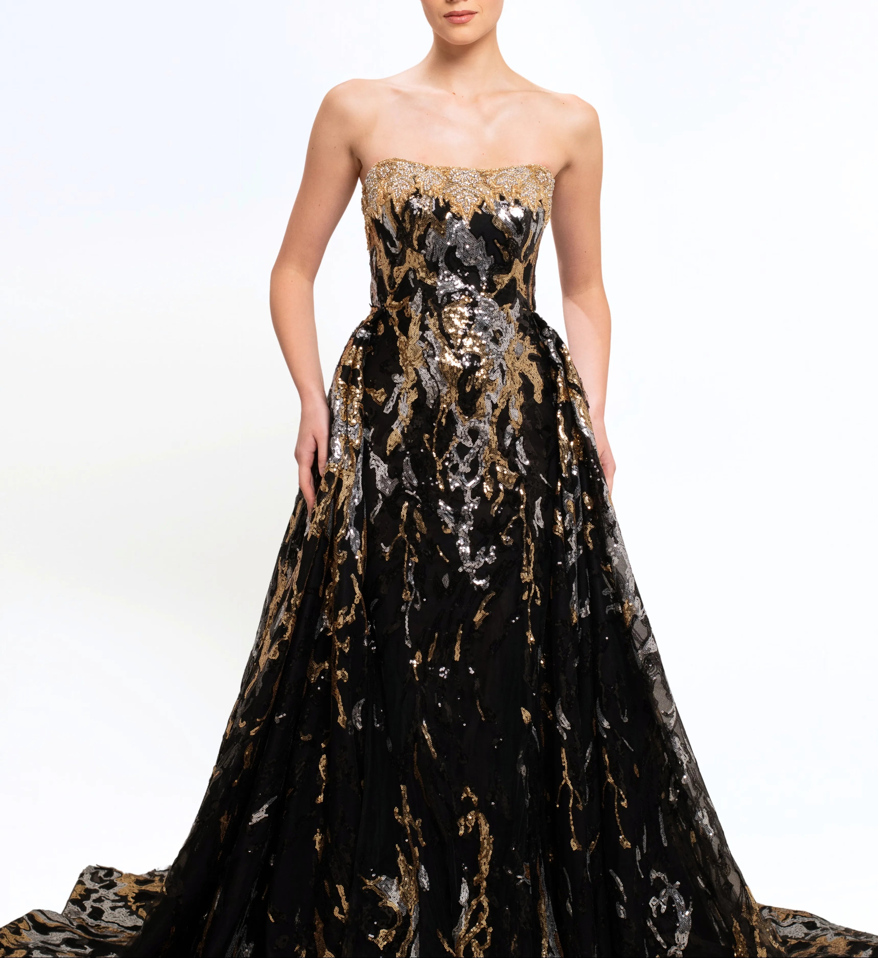 SEQUIN EMBROIDERED LONG DRESS