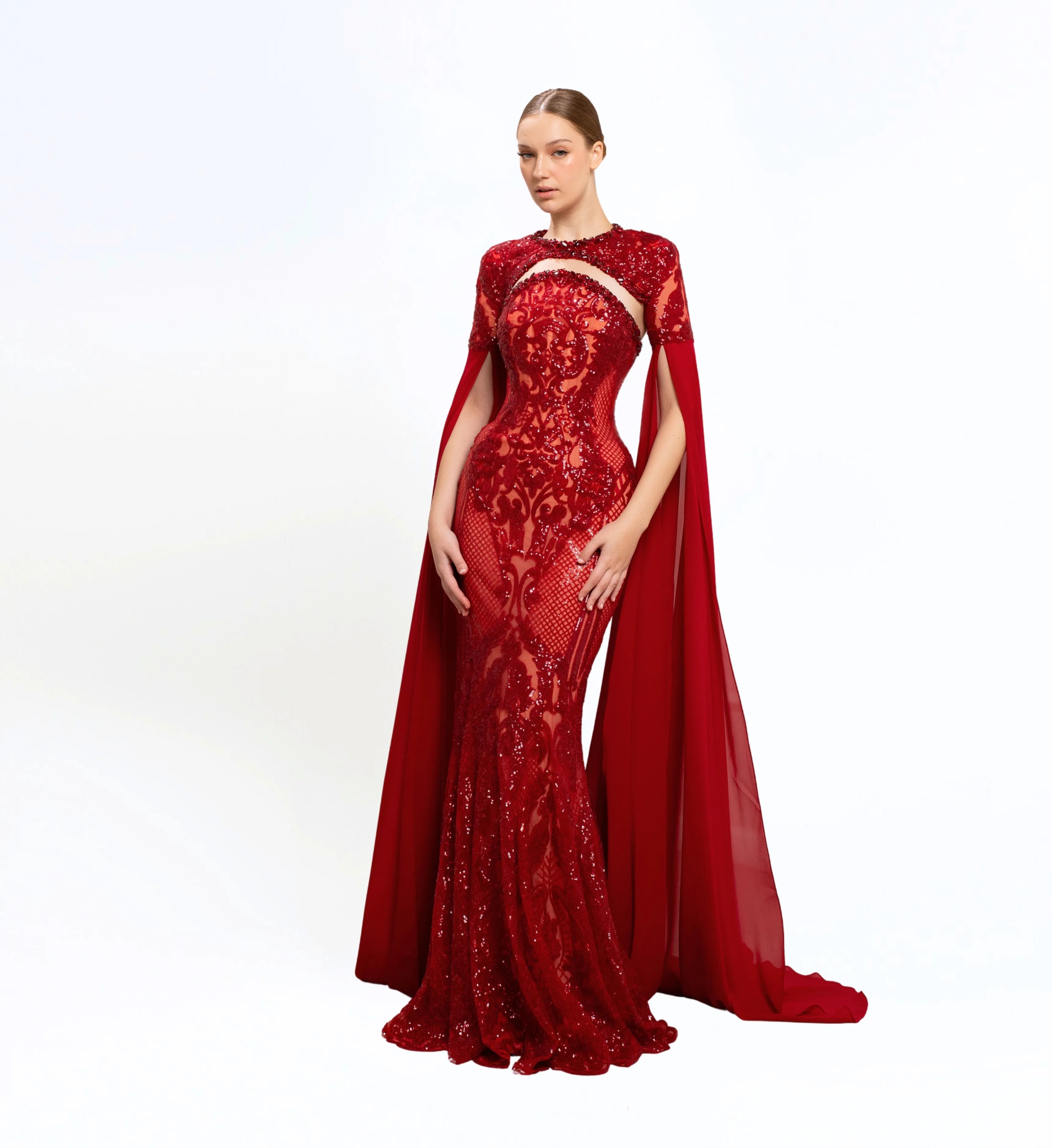 SEQUIN EMBROIDERED LONG DRESS