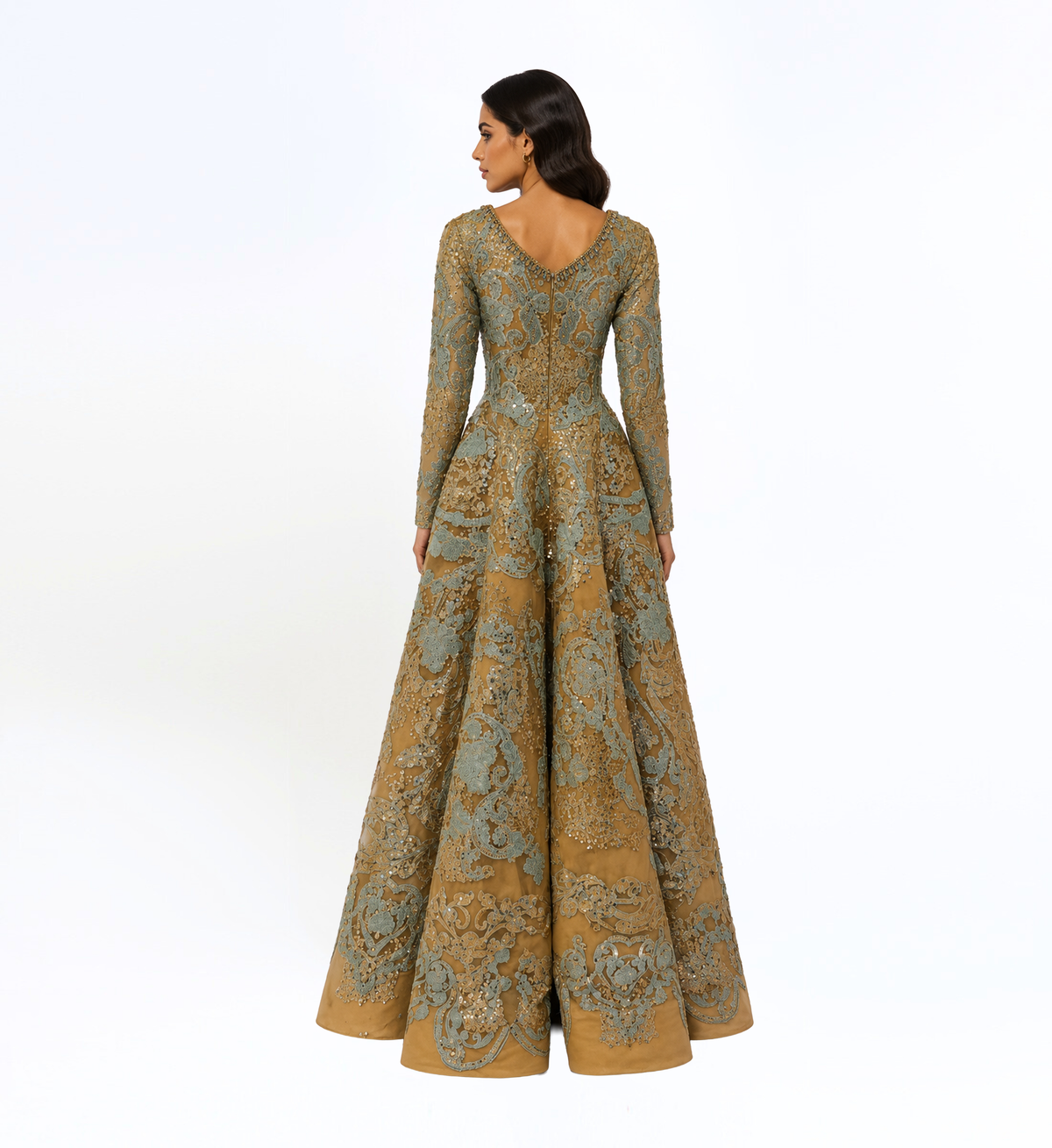 EMBROIDERED EVENING GOWN