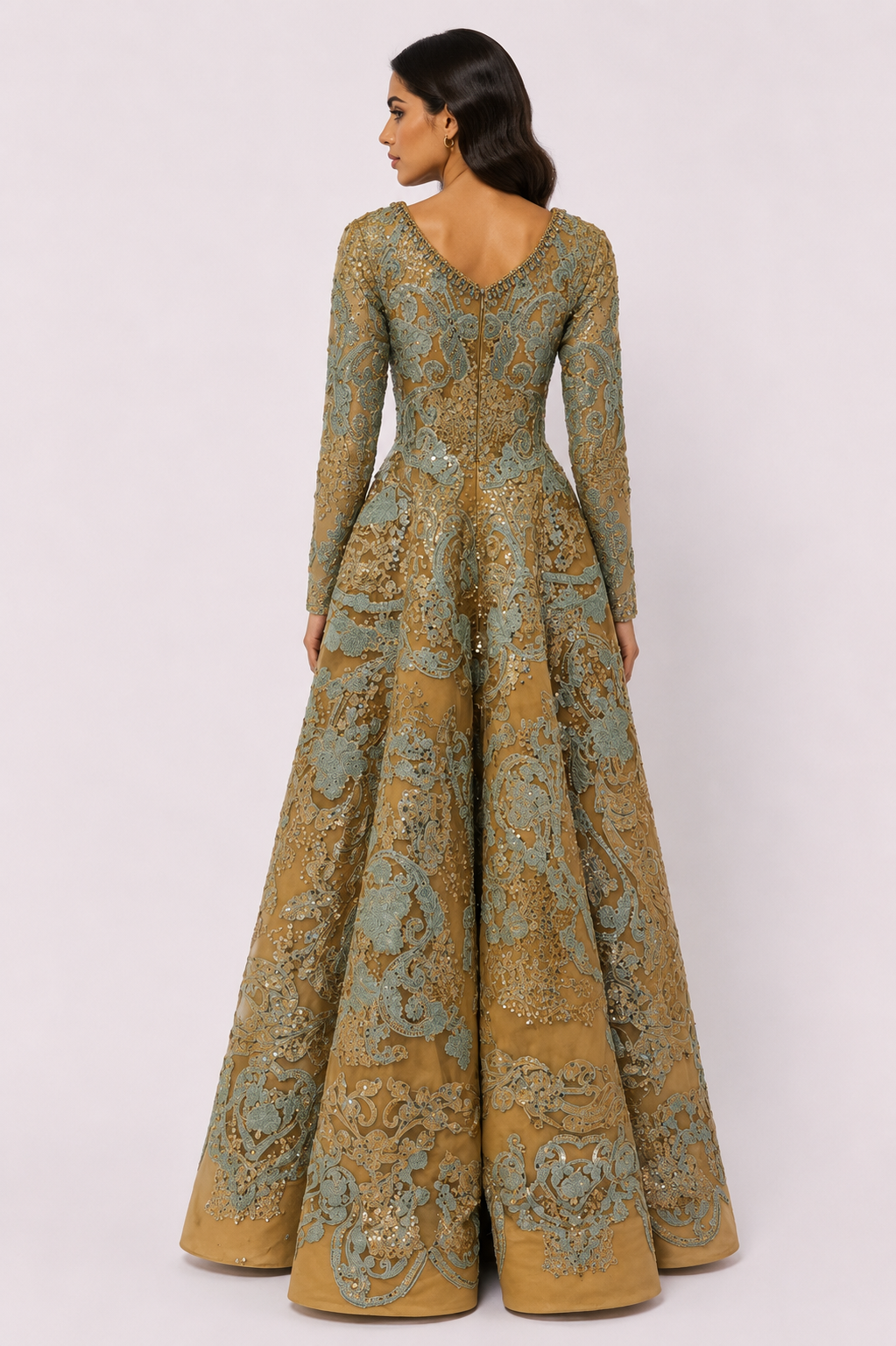 EMBROIDERED EVENING GOWN