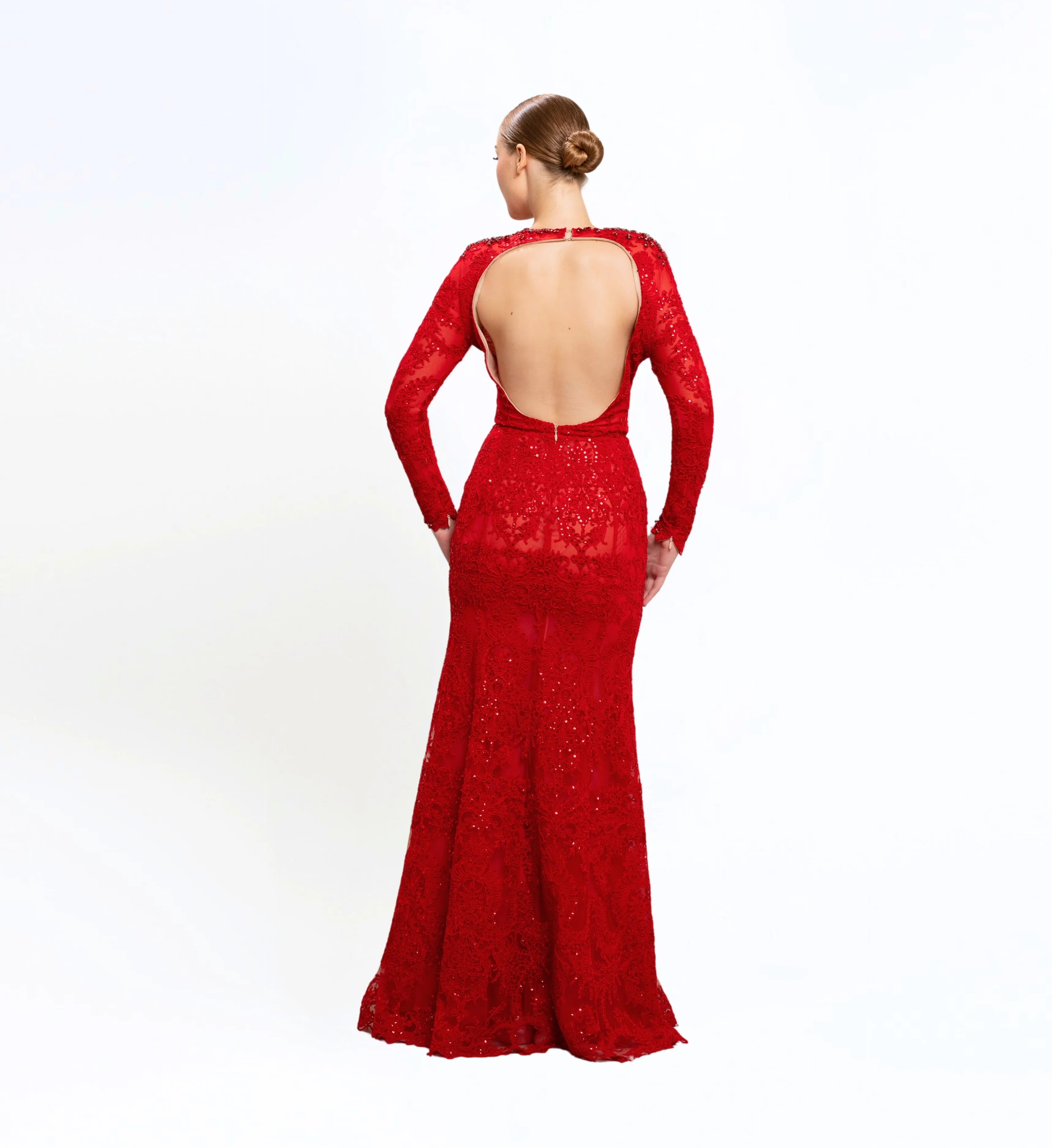 THREAD EMBROIDERED LONG DRESS