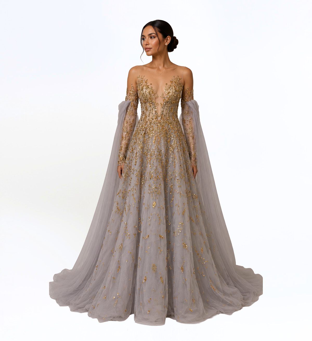 EMBELLISHED TULLE GOWN