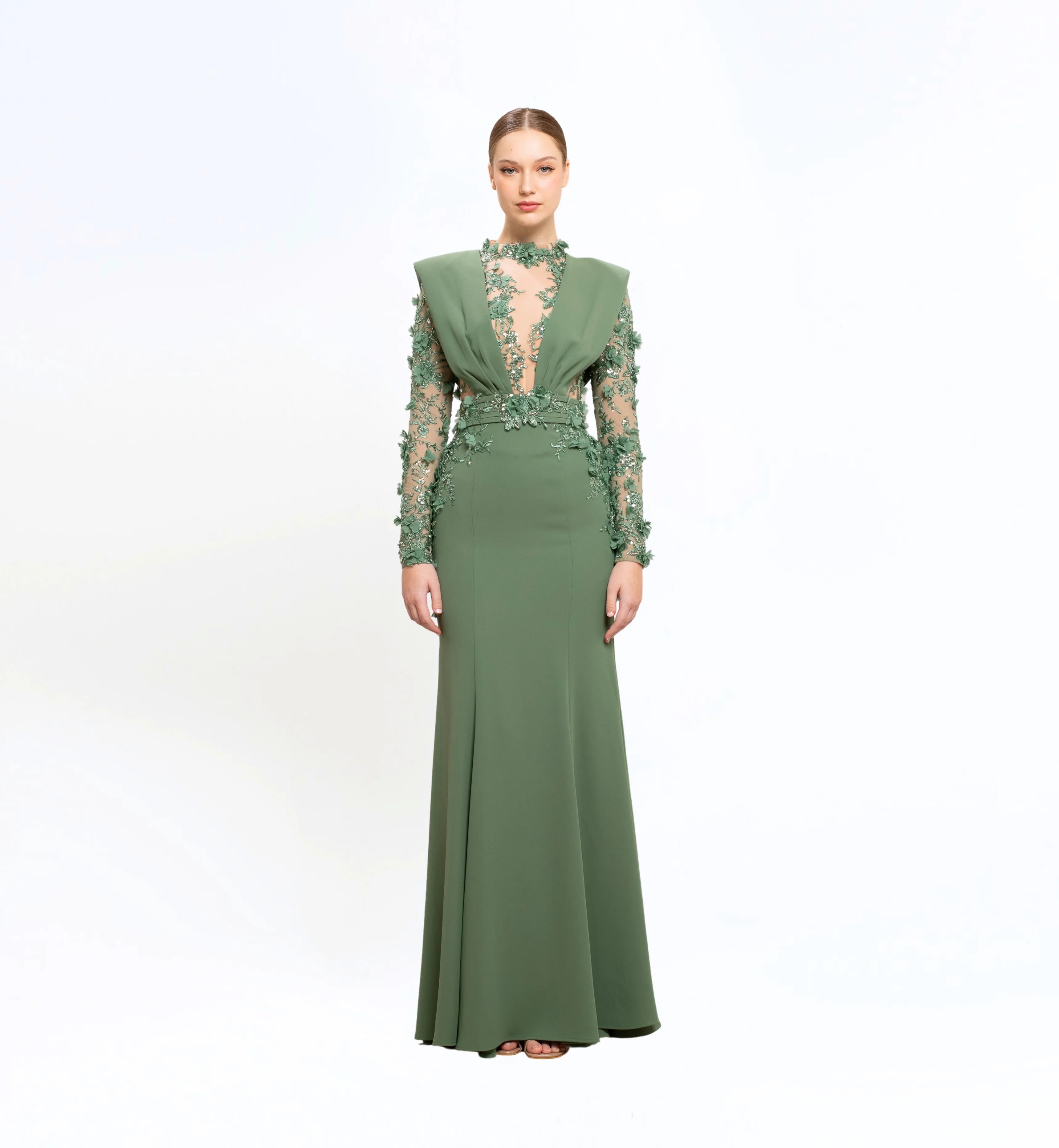 EMBELLISHED LONGSLEEVES GOWN