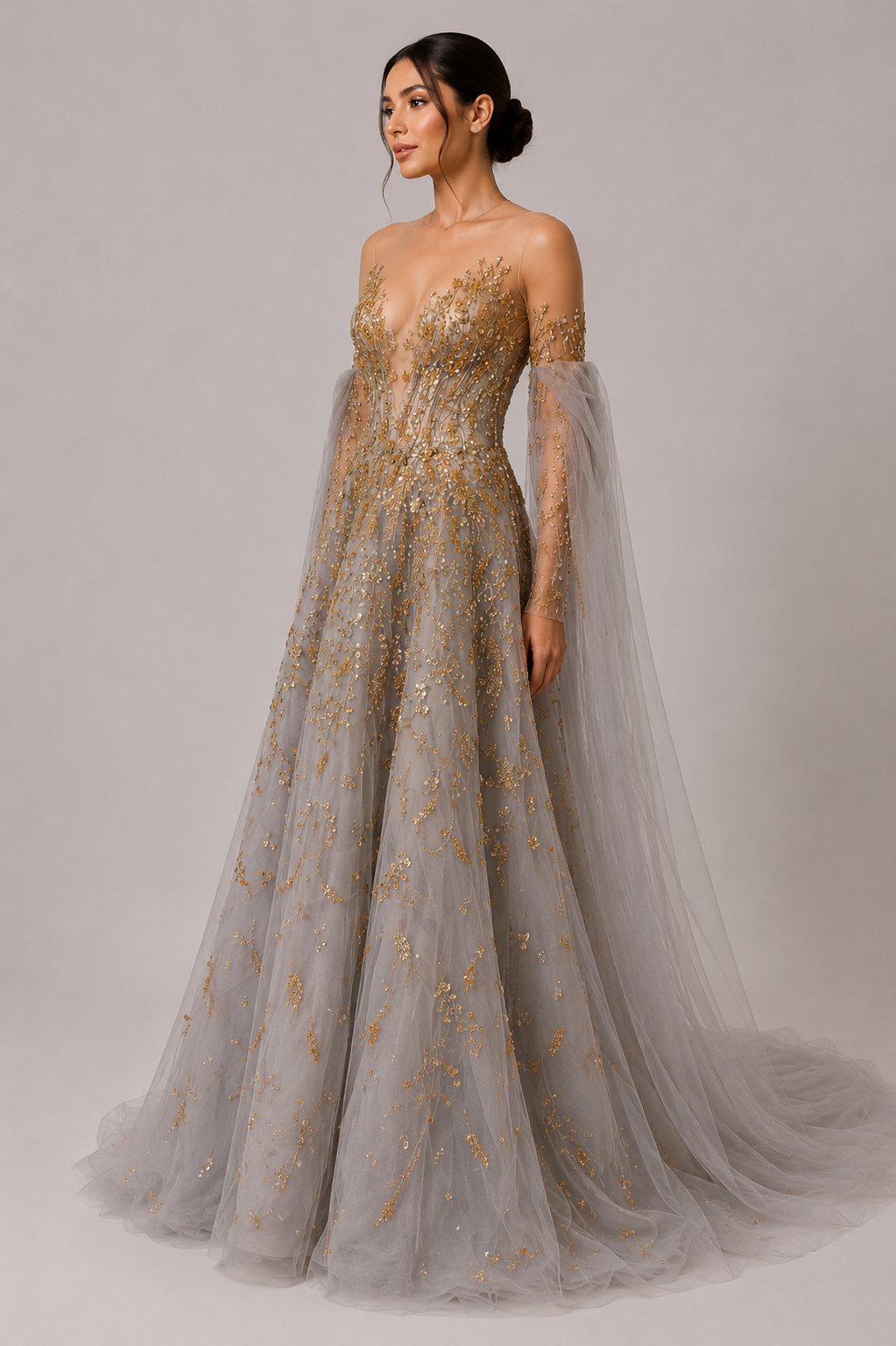 EMBELLISHED TULLE GOWN