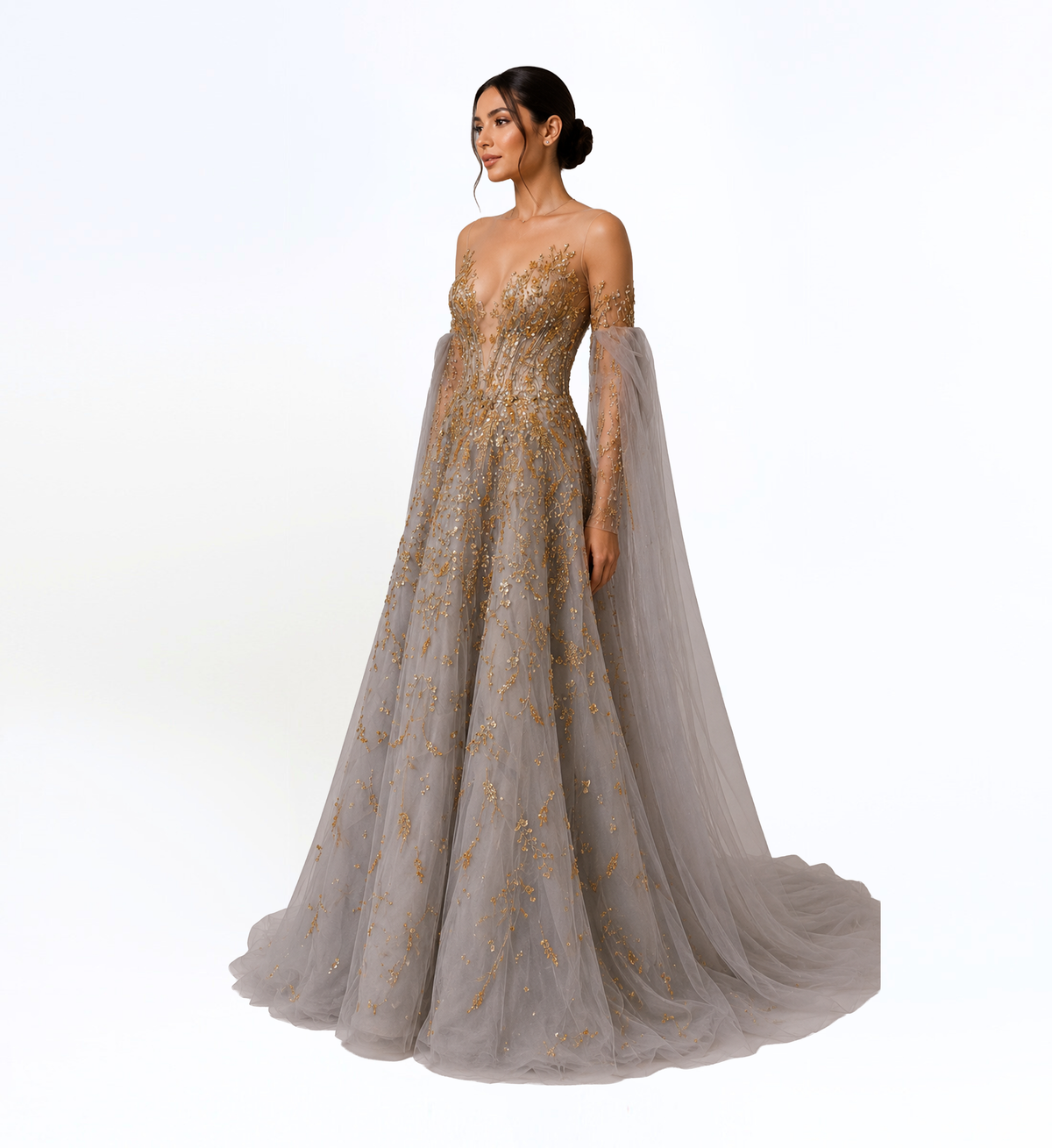 EMBELLISHED TULLE GOWN
