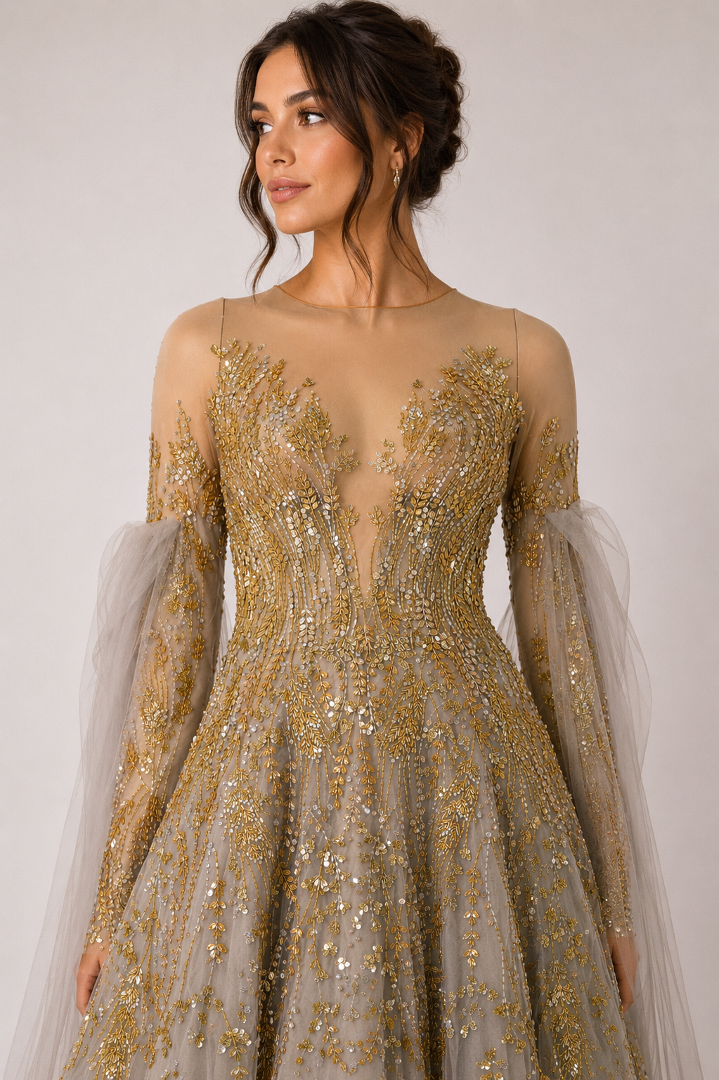 EMBELLISHED TULLE GOWN