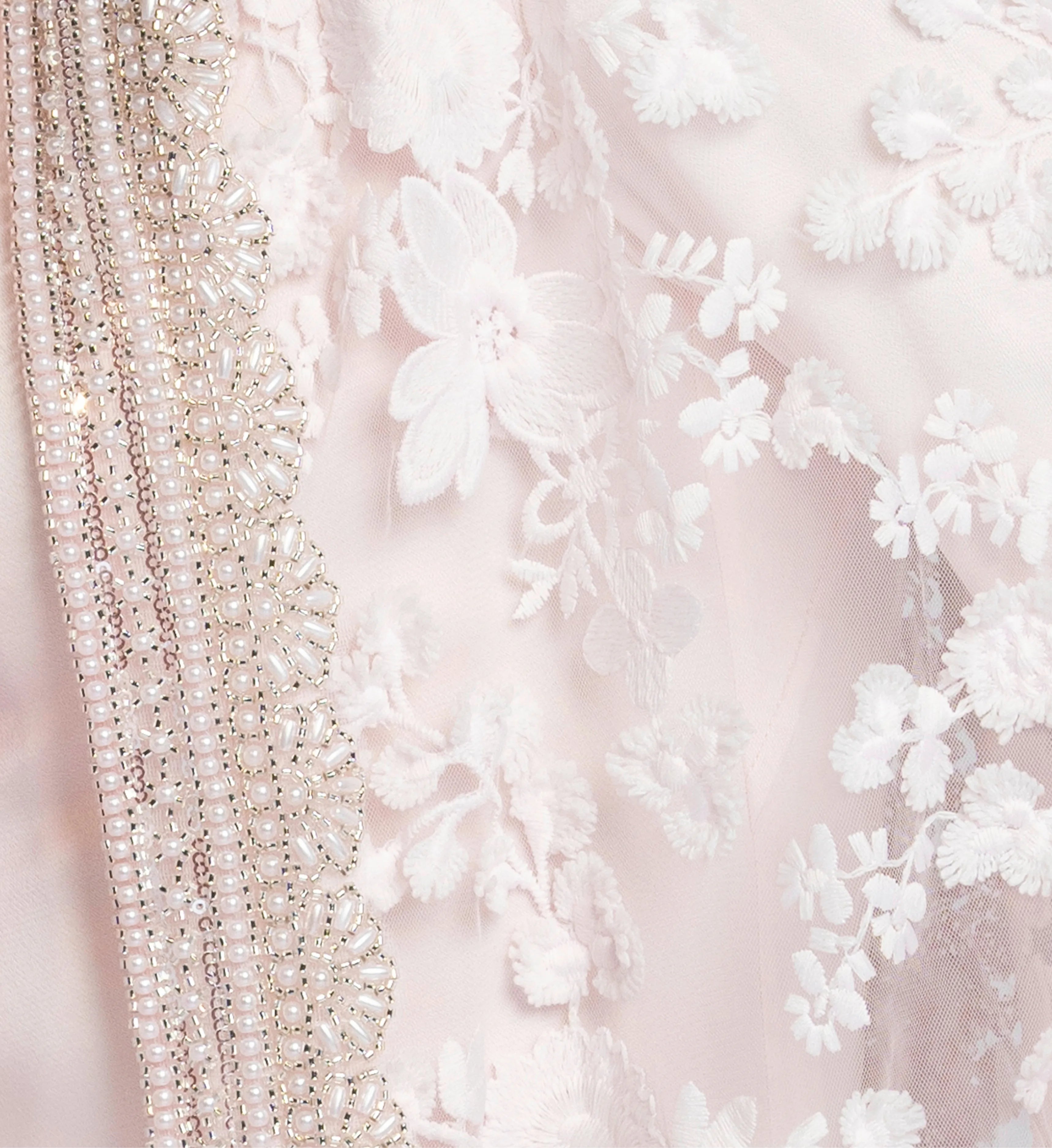 Embroidered Cape Gown - Blush Pink