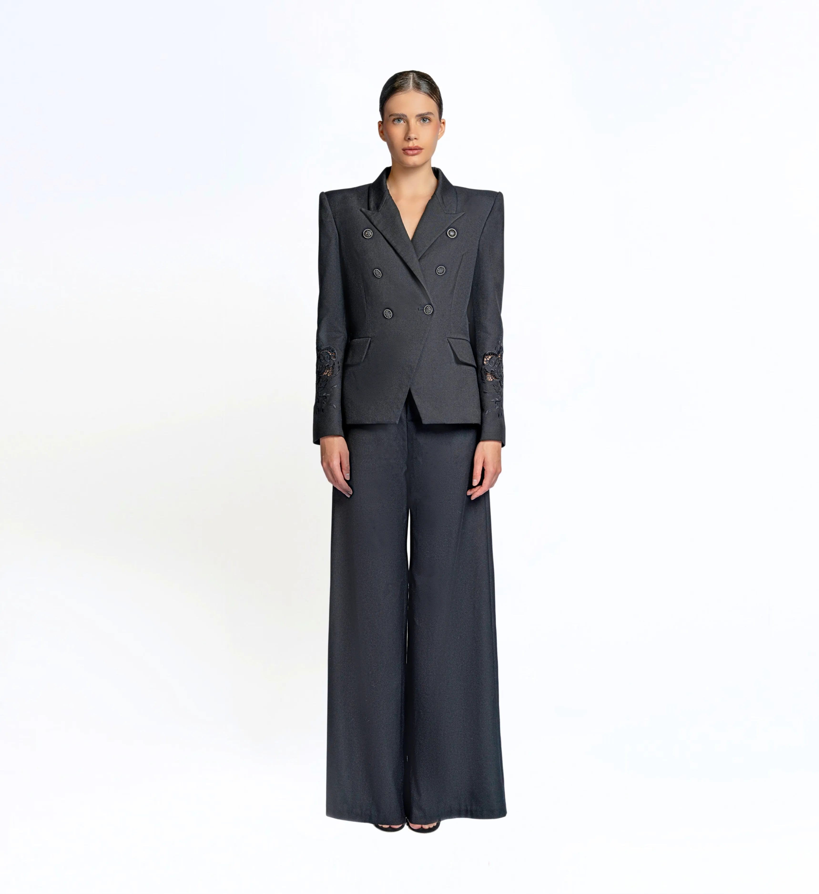Embroidered suit set - Black