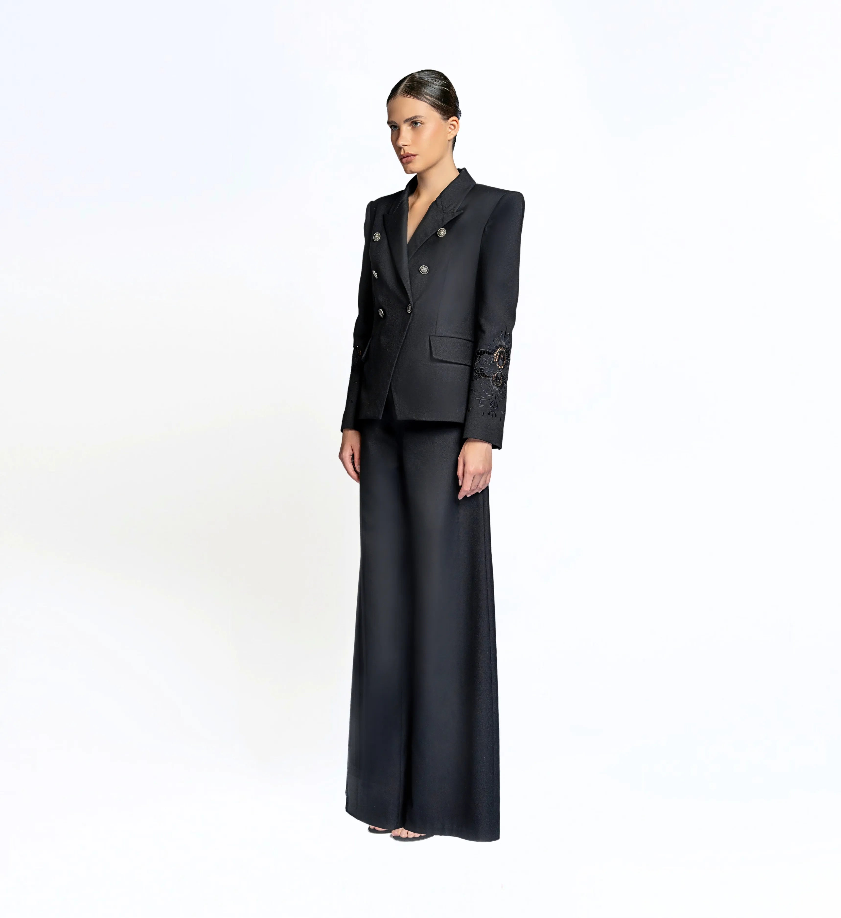 Embroidered suit set - Black