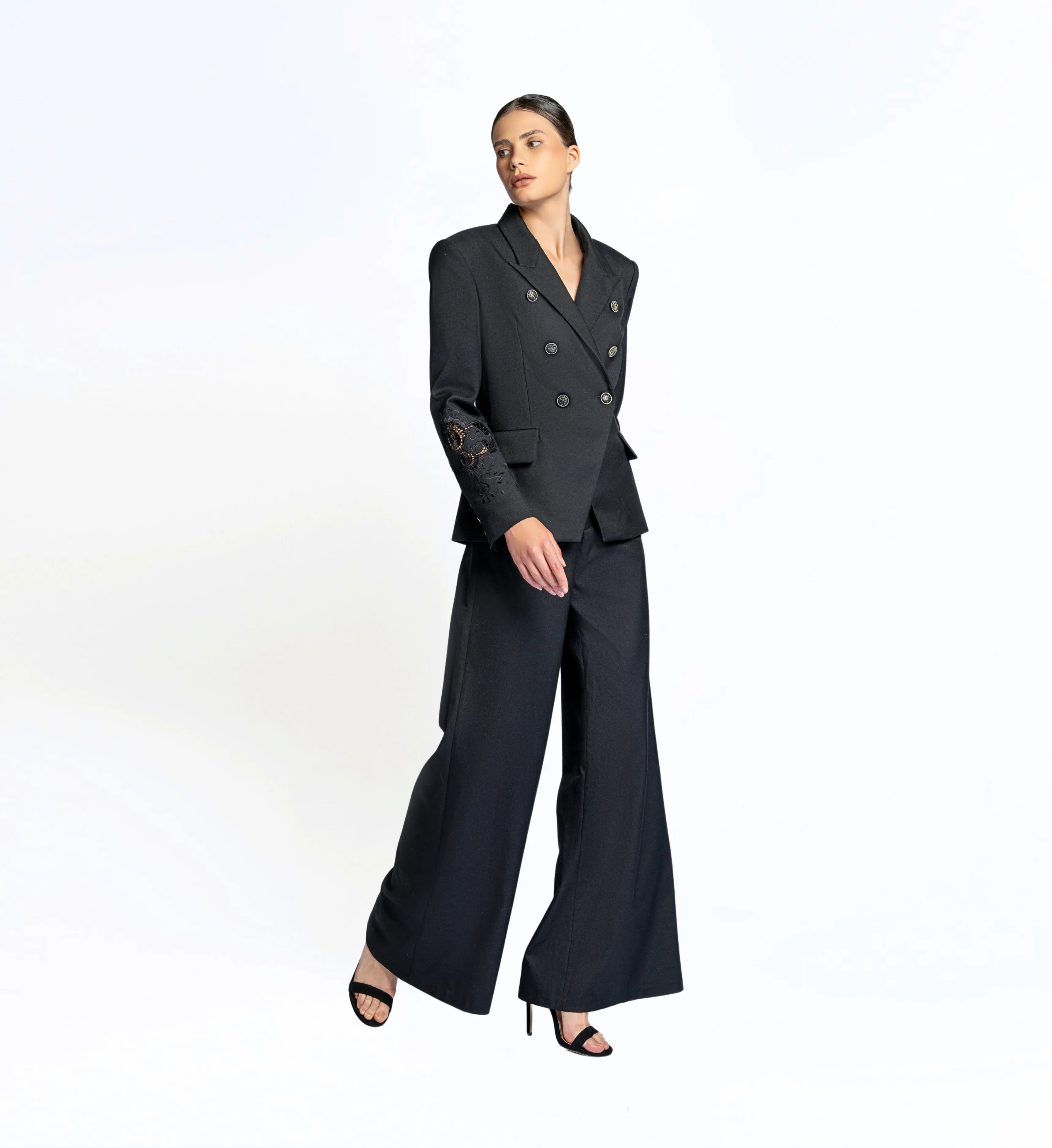Embroidered suit set - Black