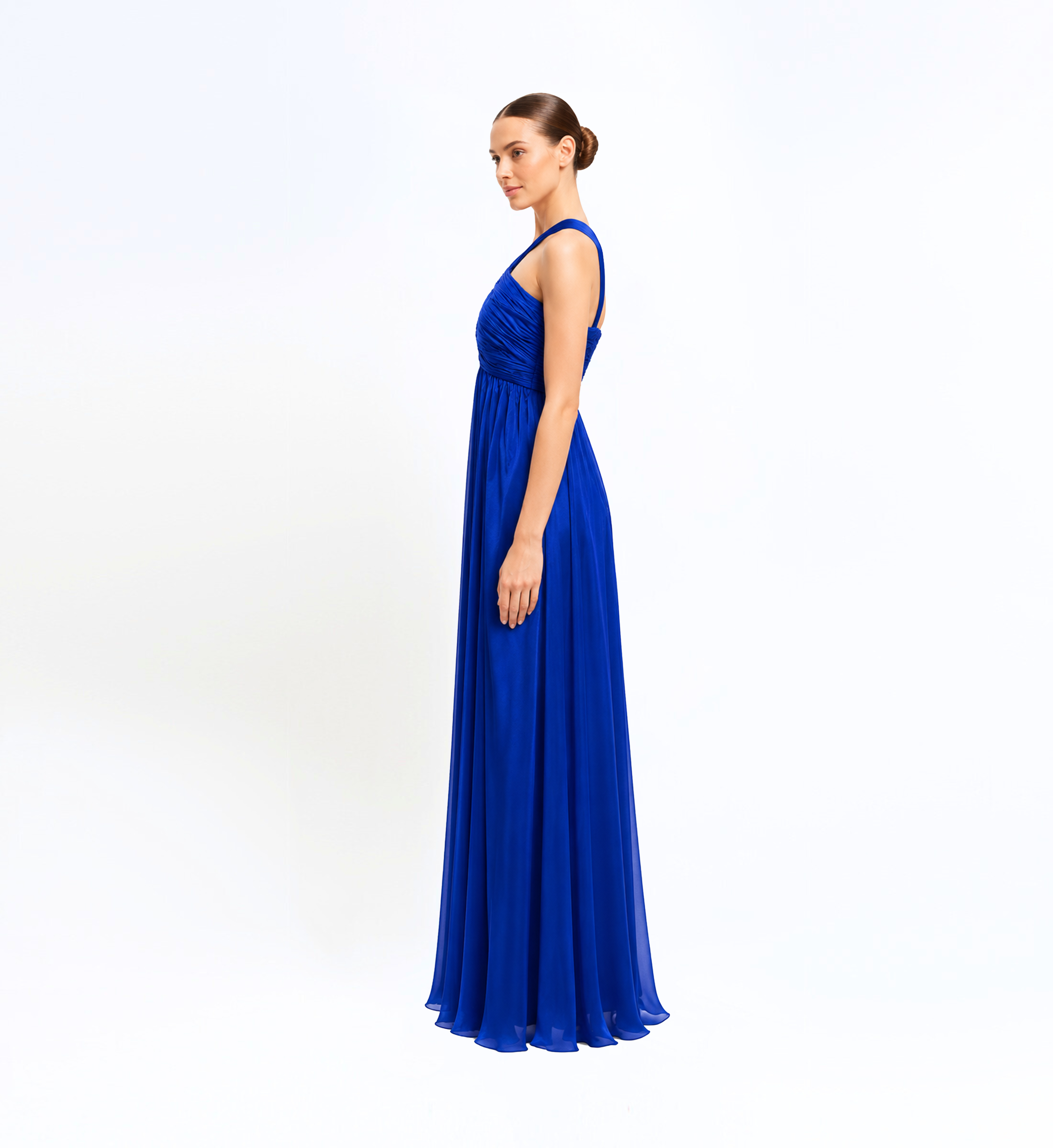 Halter Neck Shirred Long Dress
