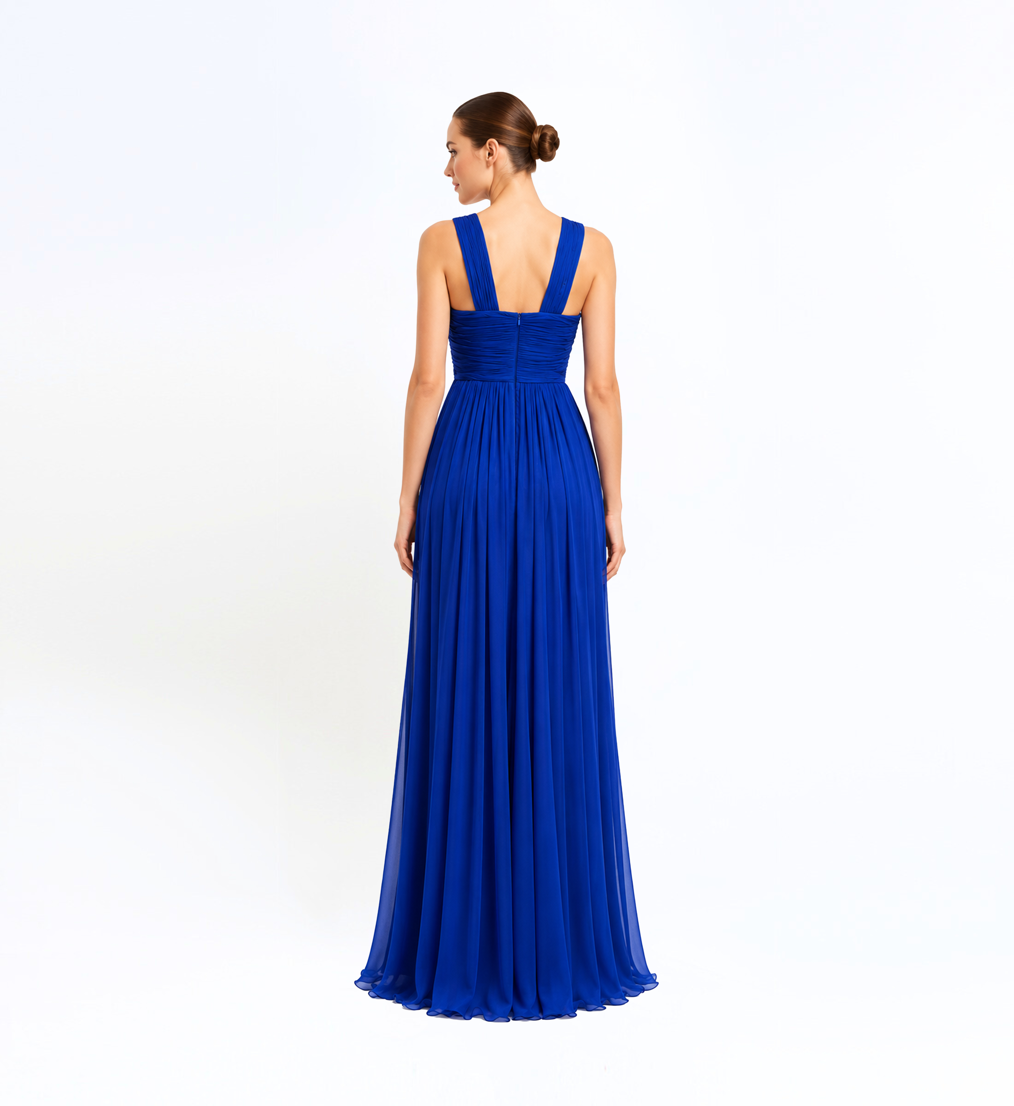 Halter Neck Shirred Long Dress