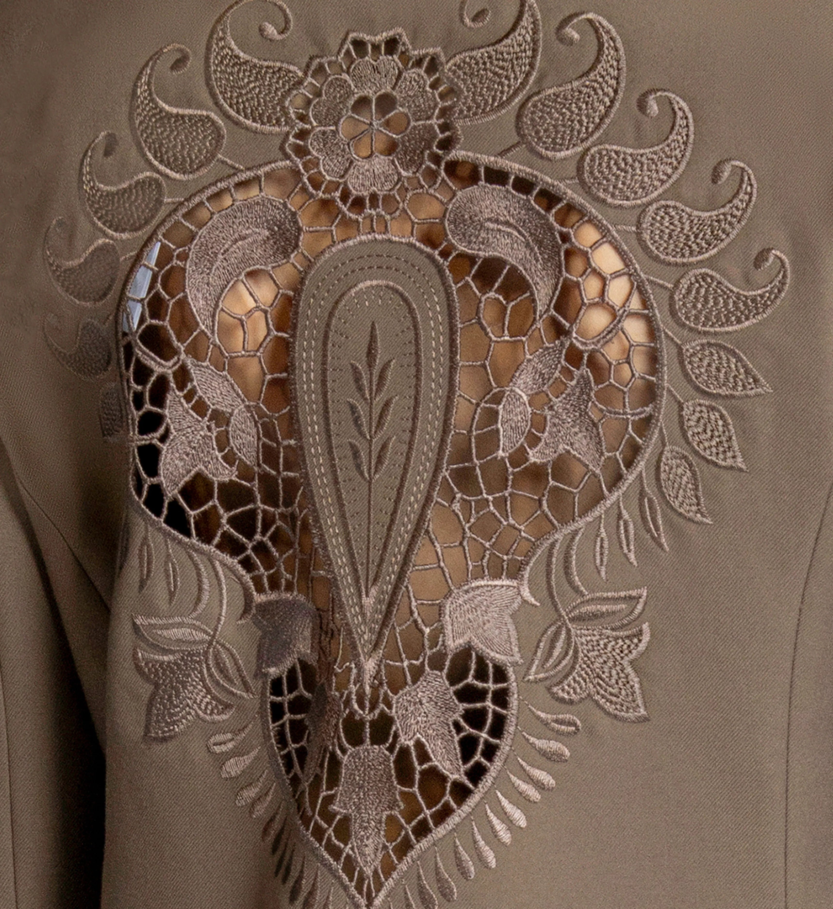 Embroidered suit set - Brown